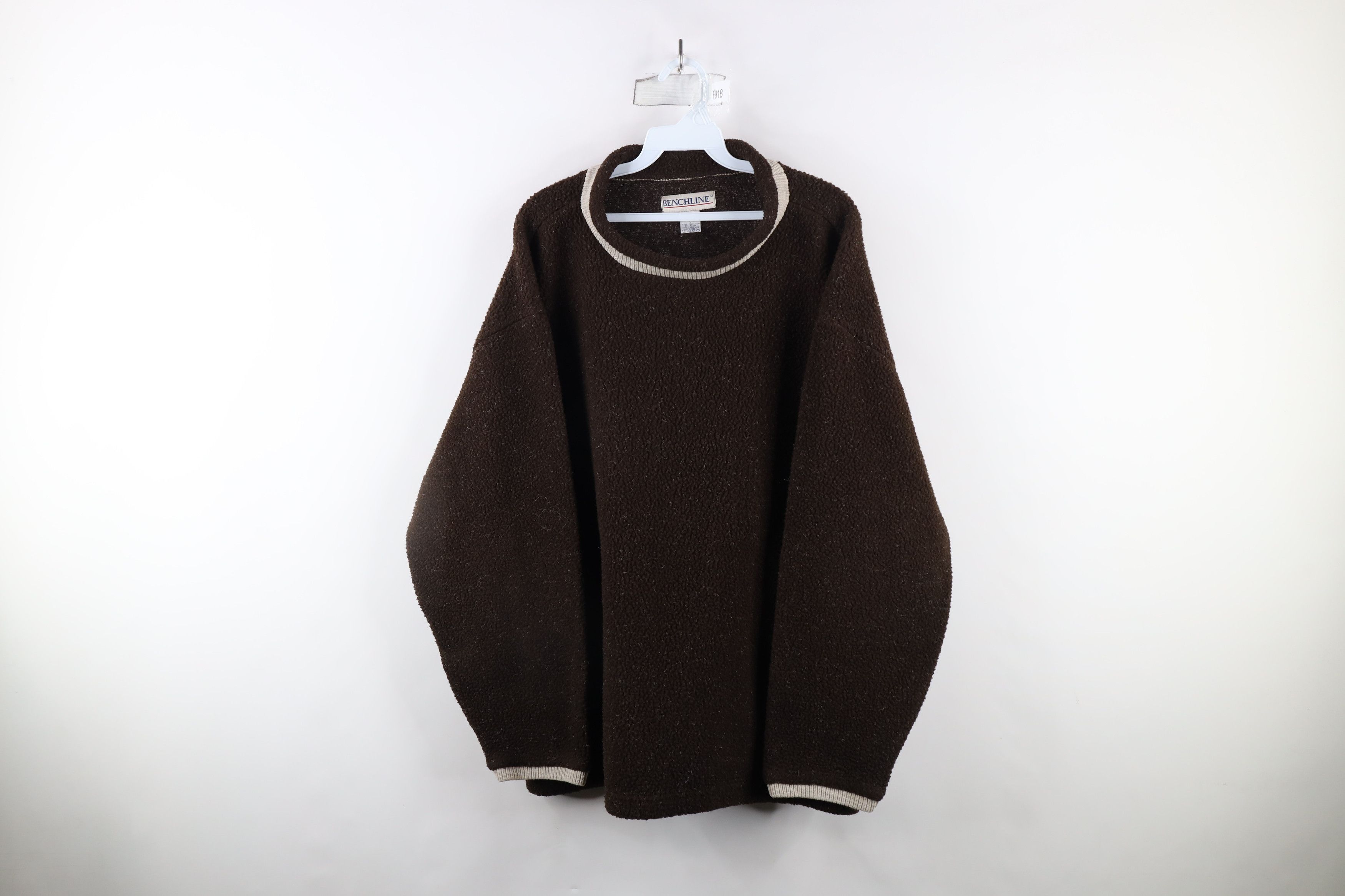 Vintage Vintage 90s Streetwear Pile Fleece Sweater Brown Polyester Size US L / EU 52-54 / 3 - 1 Thumbnail