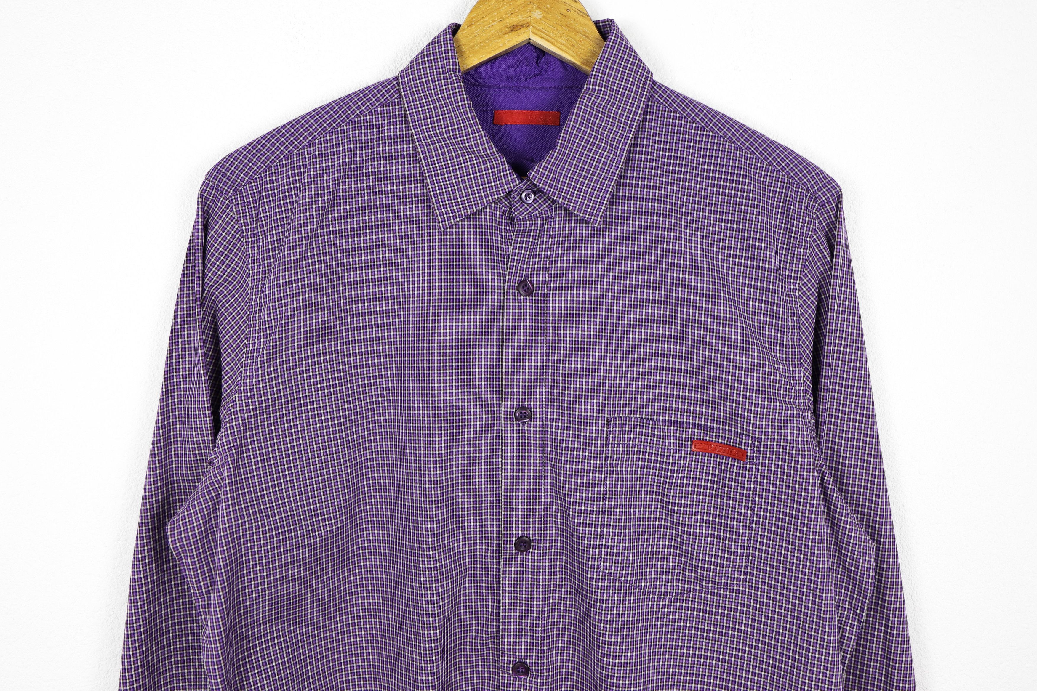 Prada Prada Red Rubber Logo Multicolor Check Shirt Size US M / EU 48-50 / 2 - 2 Thumbnail