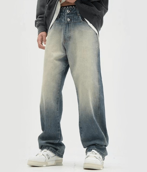 Japanese Brand × Jean Washed distressed straight loose blue jeans for men Size US 32 / EU 48 - 1 Thumbnail