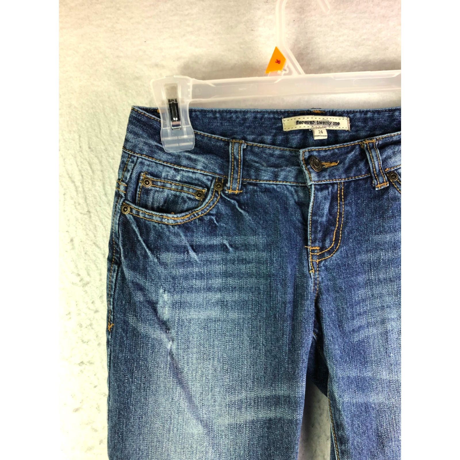 Forever 21 Forever 21 Mid Rise Bootcut Juniors Size 24 Dark Wash Blue Denim Jeans Hemmed Size 42" / US 20 - 2 Thumbnail