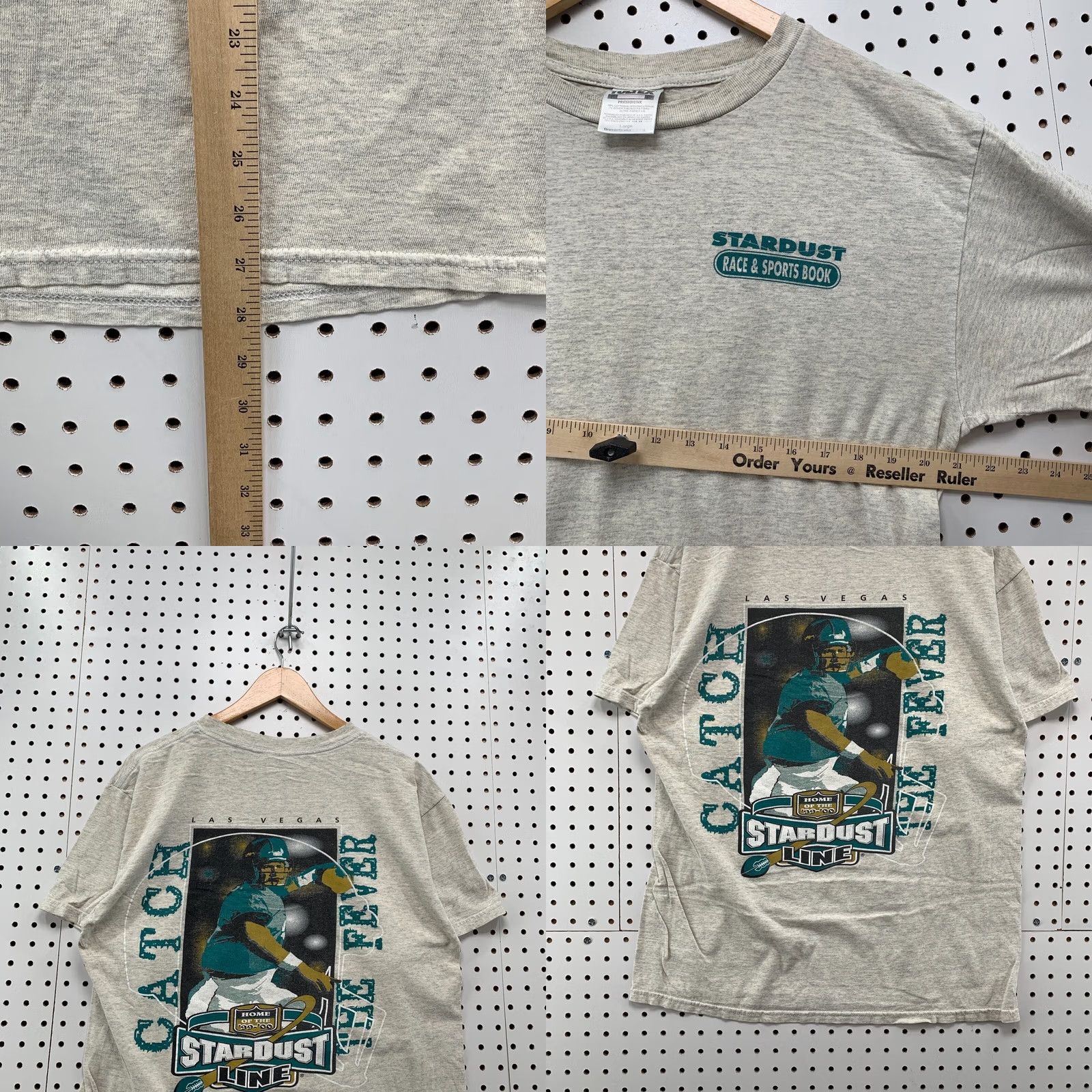 Tultex VINTAGE Stardust Sports Book Shirt Gray Catch The Fever Adult Large 21x27.5 Tultex Short Sleeve Crew Neck Cotton Blend 90s Sports Mens Size US L / EU 52-54 / 3 - 9 Thumbnail
