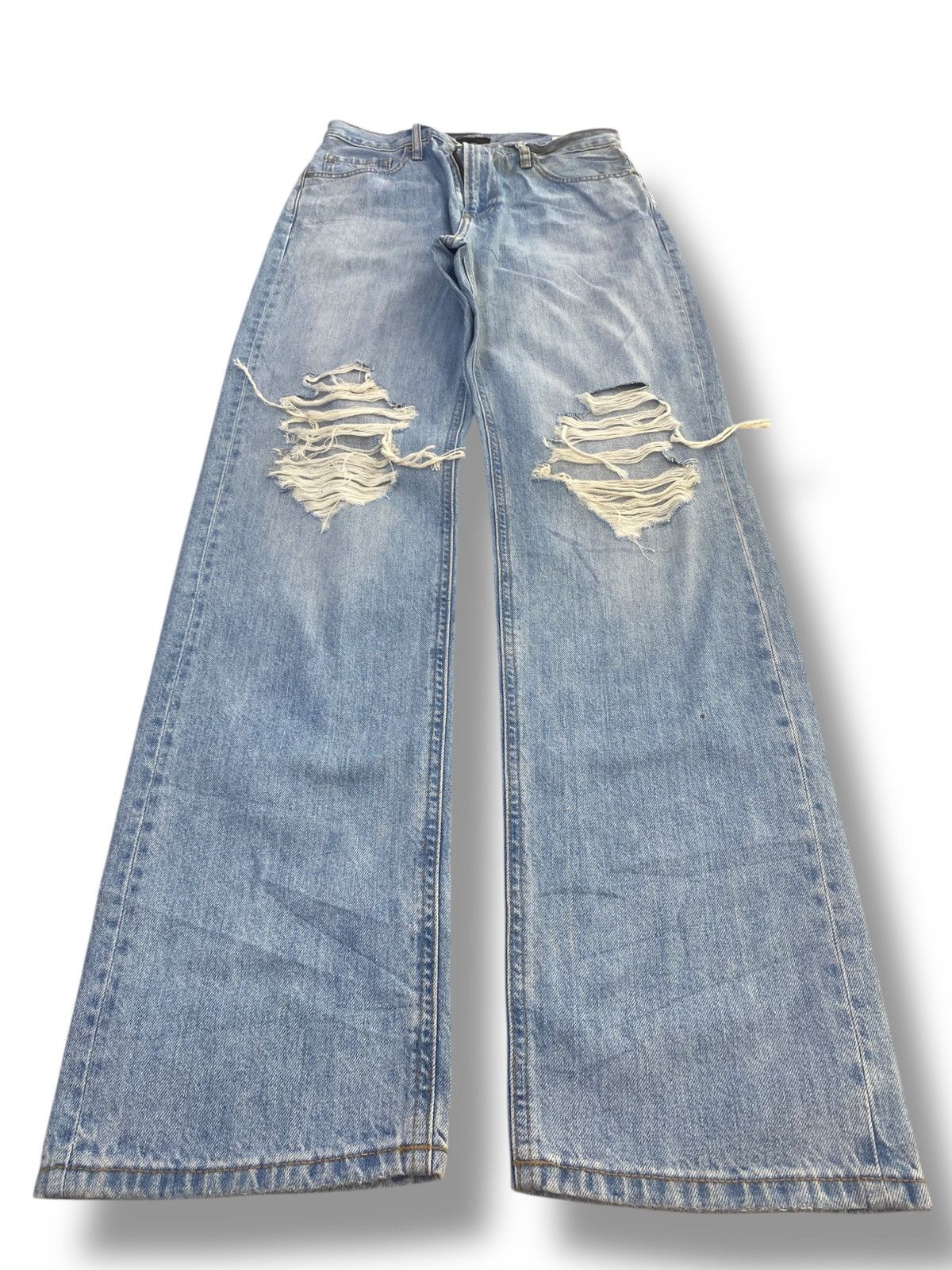 Uniqlo Uniqlo Ripped Light Blue Wash Style Loose Jeans Size US 28 / EU 44 - 1 Thumbnail