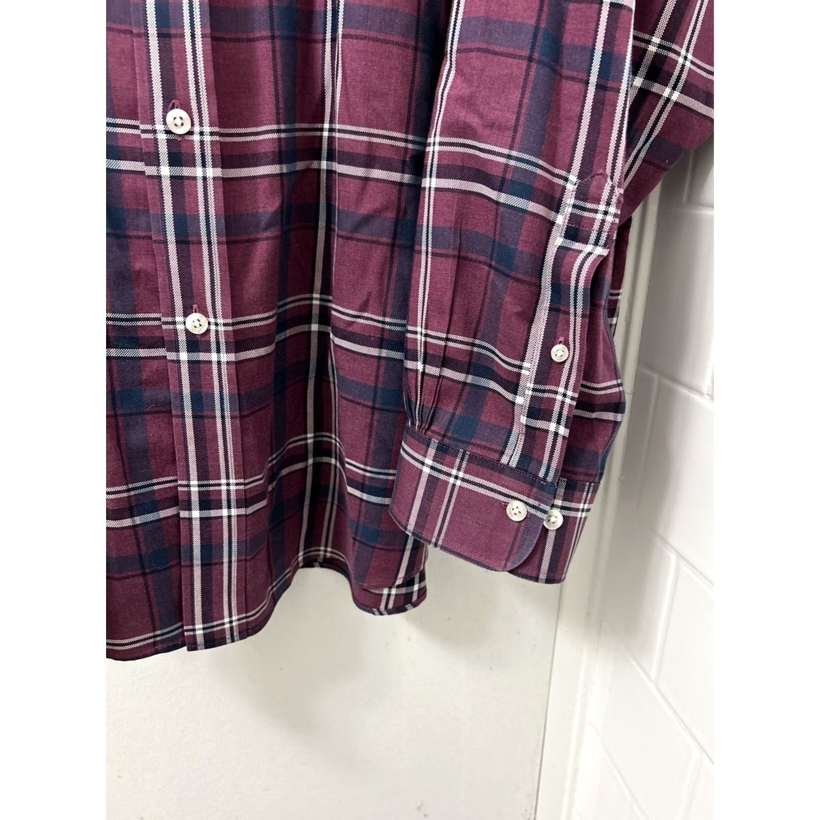 Brooks Brothers Brooks Brothers Madison Polo Shirt Mens XXL Burgundy Plaid Supima L/S Button-Up Non-Iron Pocket Classic Tree? Size US XXL / EU 58 / 5 - 6 Thumbnail