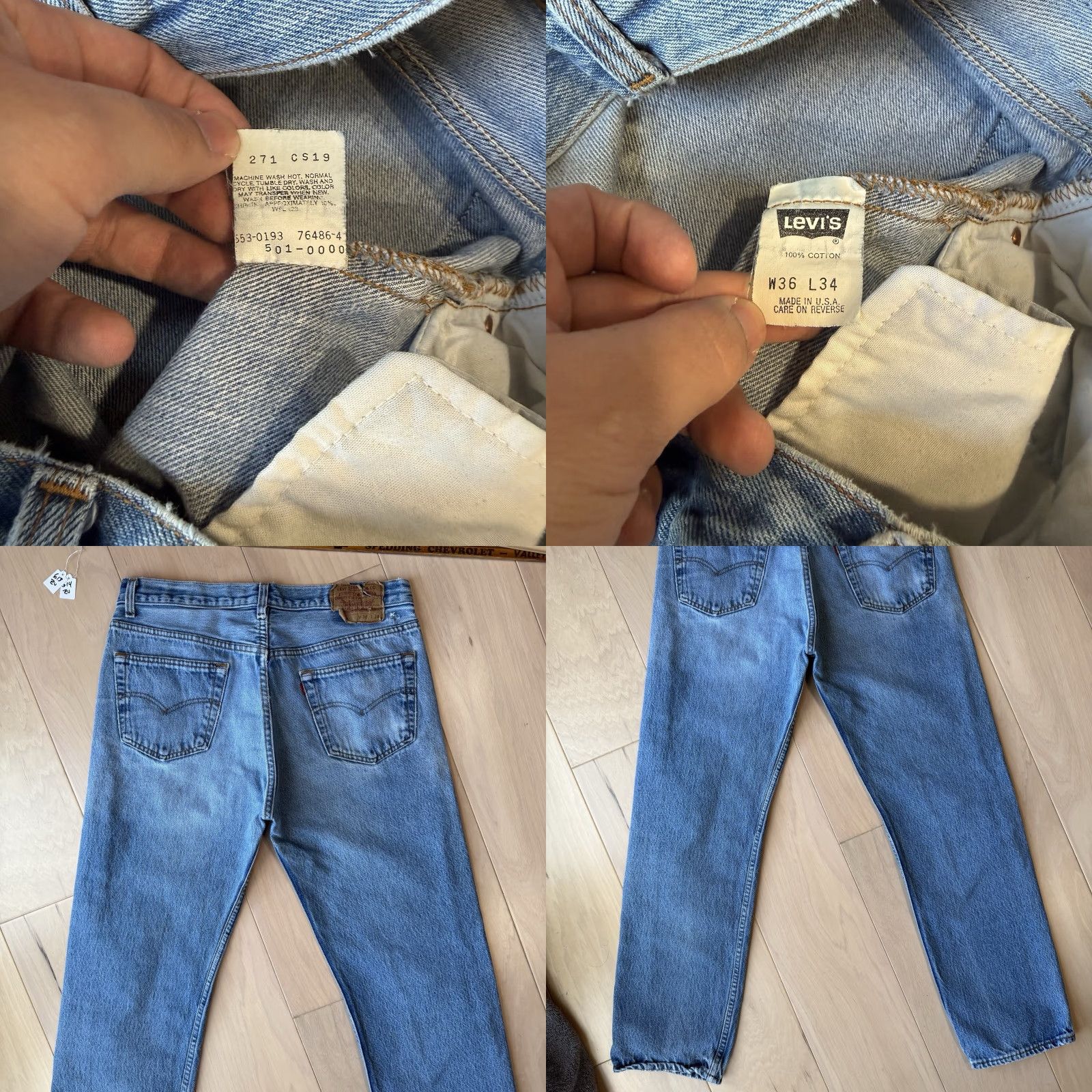 Levi's VINTAGE Levis 501 Jeans 32 Blue Straight Leg 80s Denim Workwear Non Selvedge Size US 32 / EU 48 - 8 Thumbnail