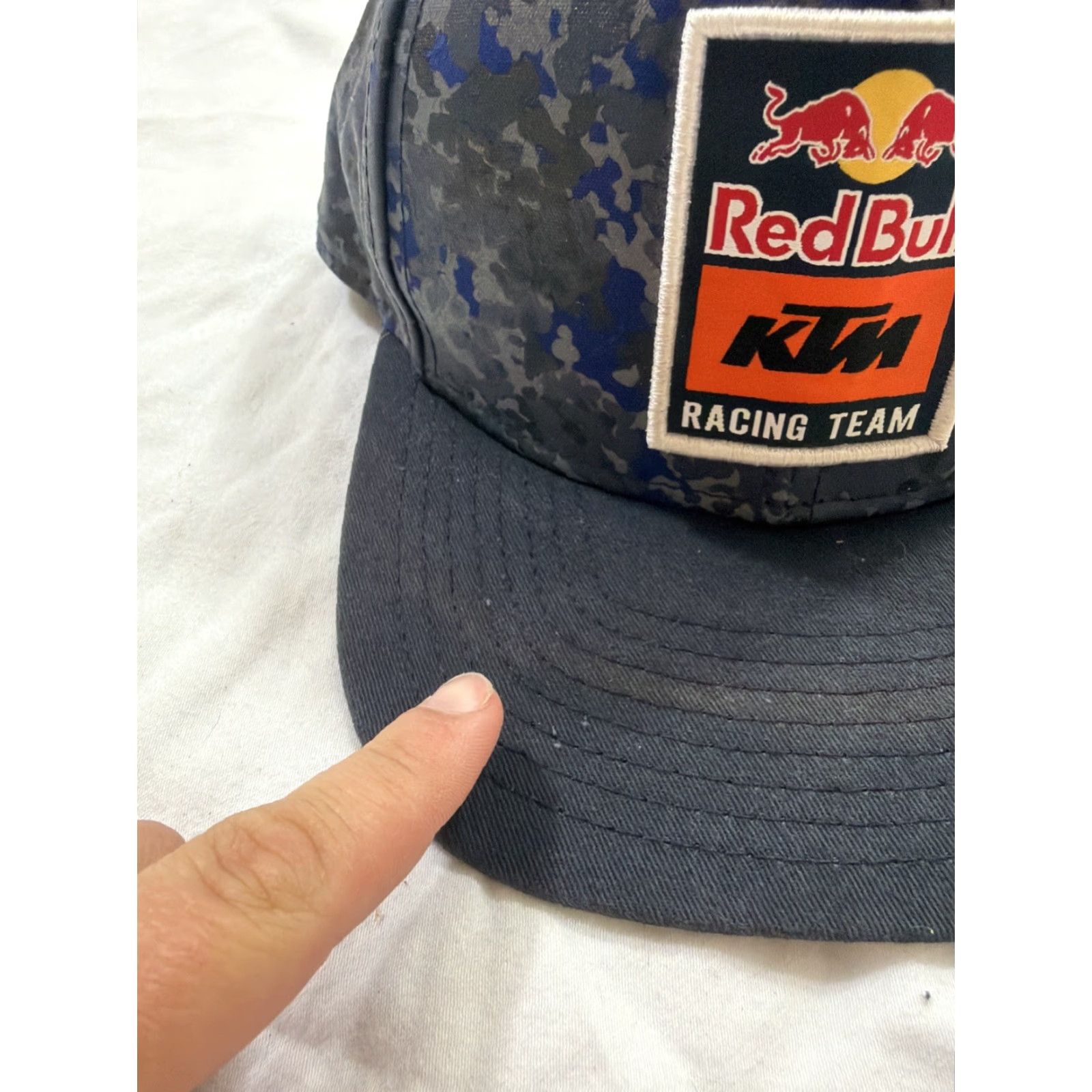 New Era VINTAGE? New Era RedBull KTM Racing Team Camp SnapBack Baseball Hat Blue Orange Stains Size ONE SIZE - 3 Thumbnail