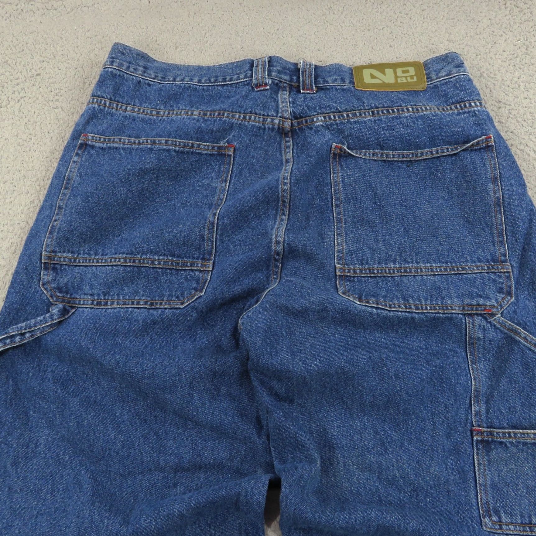 Denime VINTAGE NOBU Jeans Baggy Wide-Leg 36 Men Blue Denim 90s Grunge Skater Hip Hop Carpenter 5-Pocket Relaxed High Rise Regular Inseam 34"} Size US 36 / EU 52 - 4 Thumbnail