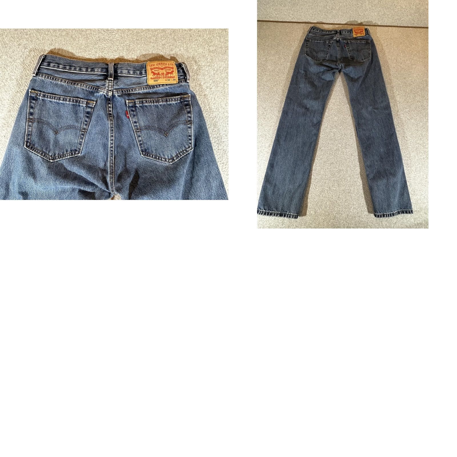 Levi's Levi's 505 Jeans Mens 32x34 Regular Straight Blue Denim Medium Wash Pattern Solid Pockets Zip Fly Mens Size US 32 / EU 48 - 9 Thumbnail
