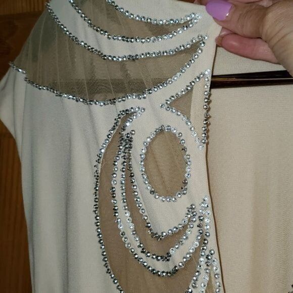 Badgley Mischka Badgley Mischka Collection Embellished Sheer Blush Maxi Even Size S / US 4 / IT 40 - 9 Thumbnail