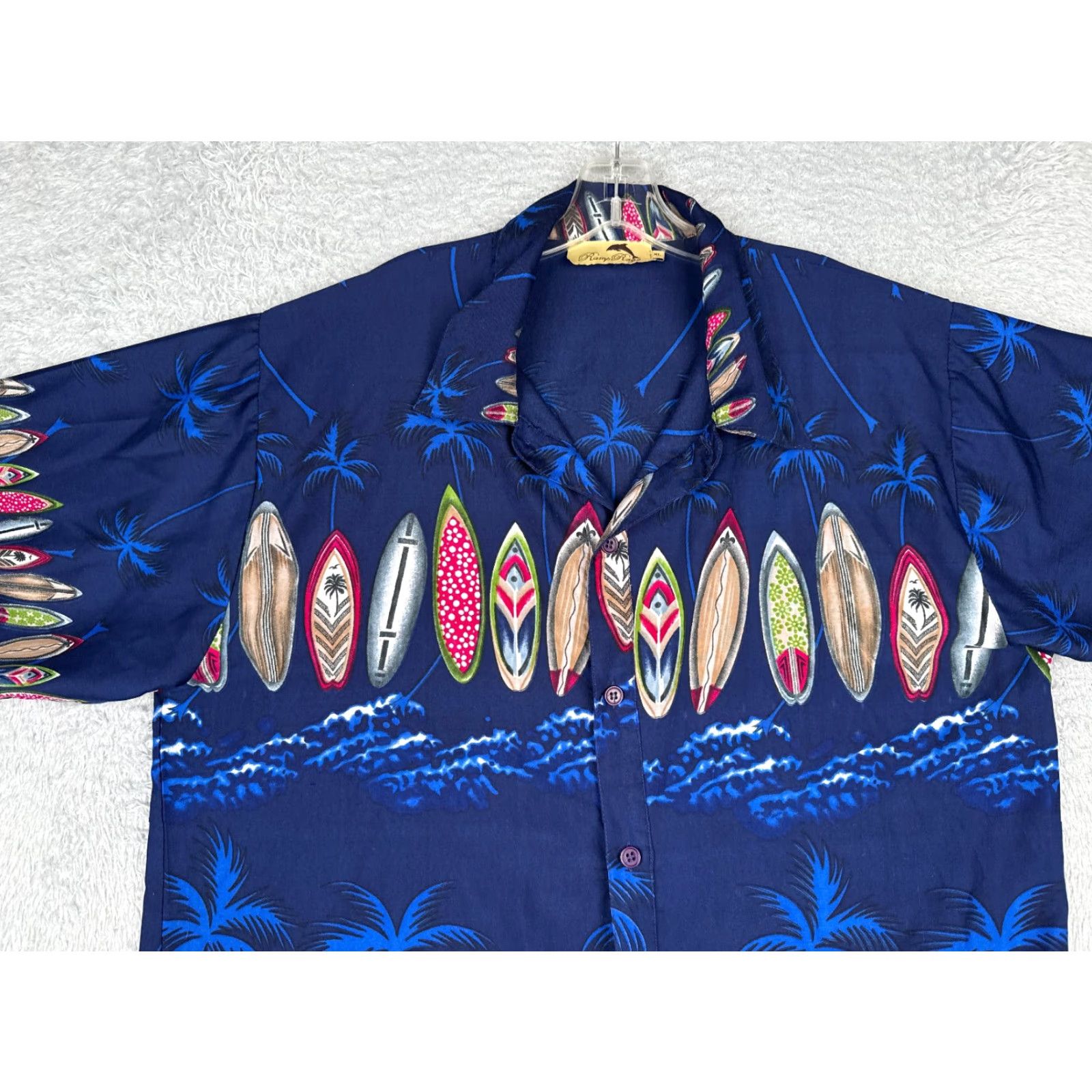 Vintage Ramp Rage Button-Up Shirt Mens XL Blue Floral Resort Aloha Beach Hawaiian Palm Surf Size US XL / EU 56 / 4 - 4 Thumbnail