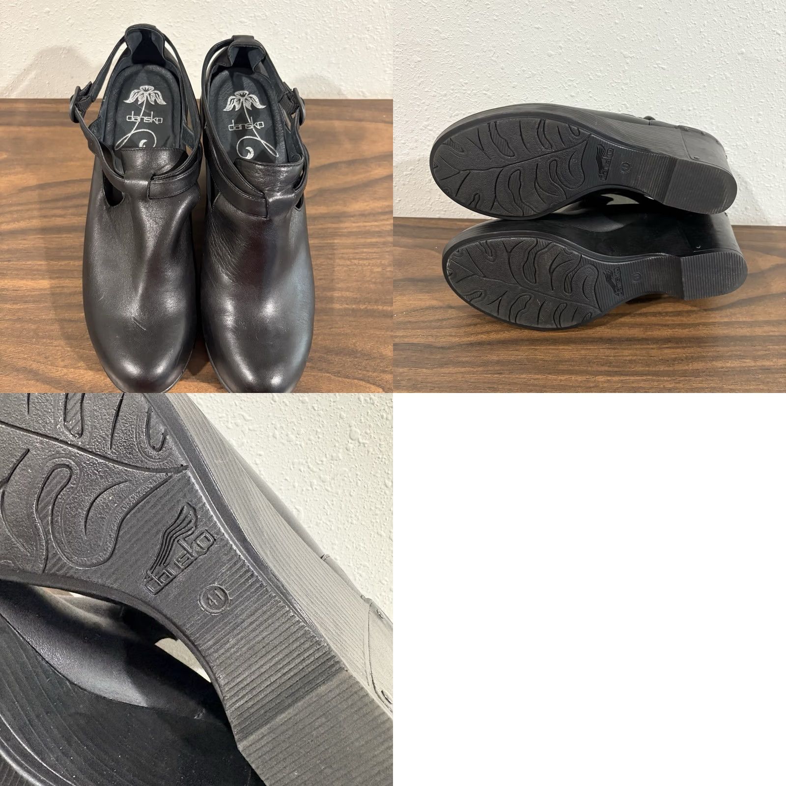 Dansko Dansko Franka Womens Sz 41 US 10.5 11 Strappy Wedge Clog Black Leather Bootie Size US 11 / IT 41 - 9 Thumbnail