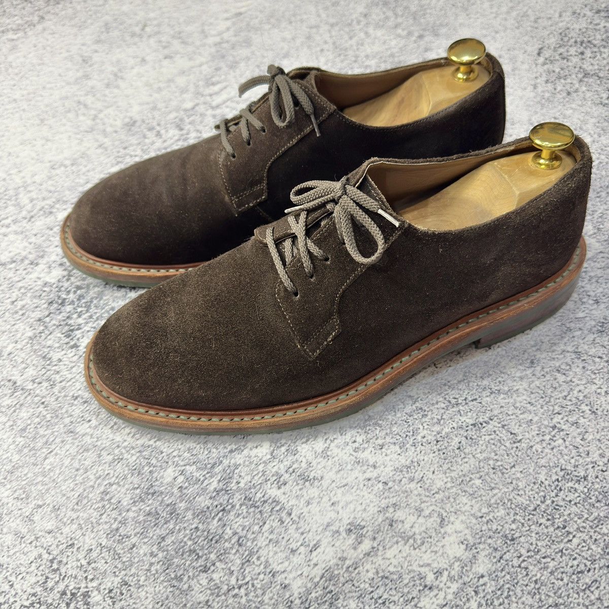 Designer × Handmade Gordon&Bros Mens Brown Suede Derbies US9 UK8 EU42 Size US 9 / EU 42 - 7 Thumbnail