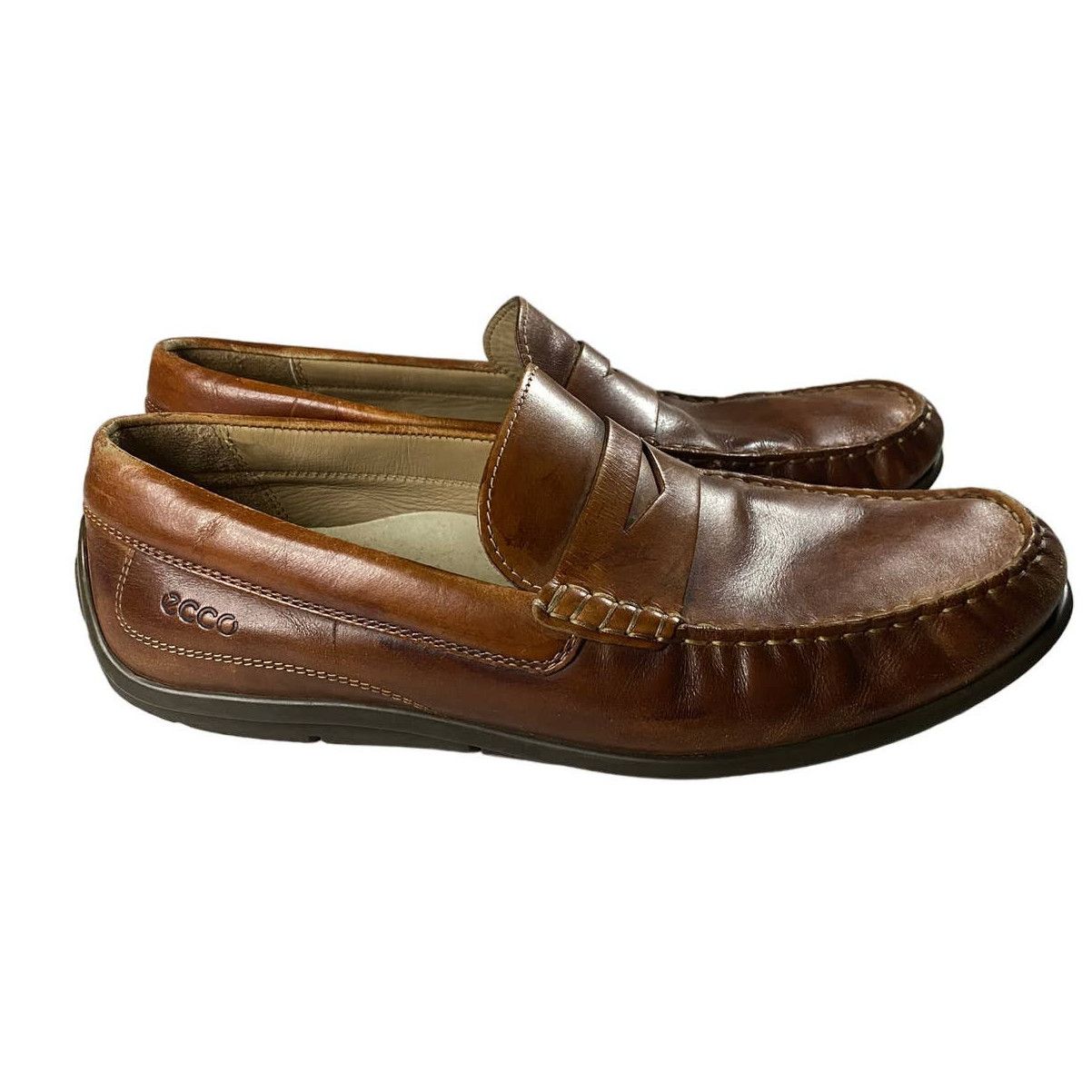 Ecco Leather Penny Loafer Slip On Dress Men's Shoes 45