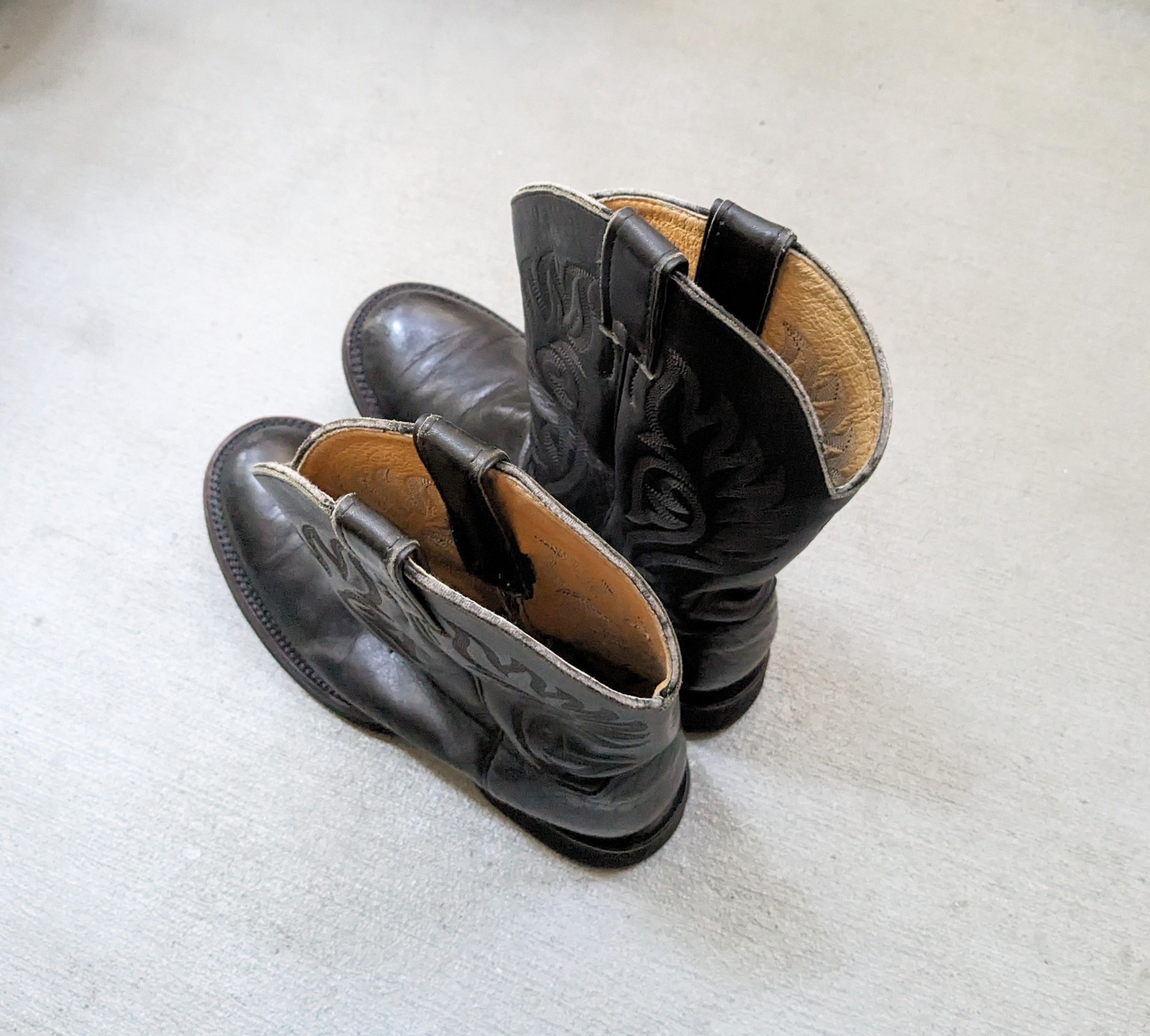 Genuine Leather Justin Cowboy Boots Black 8.5 Leather Botas USA Western Size US 8.5 / EU 41-42 - 13 Thumbnail