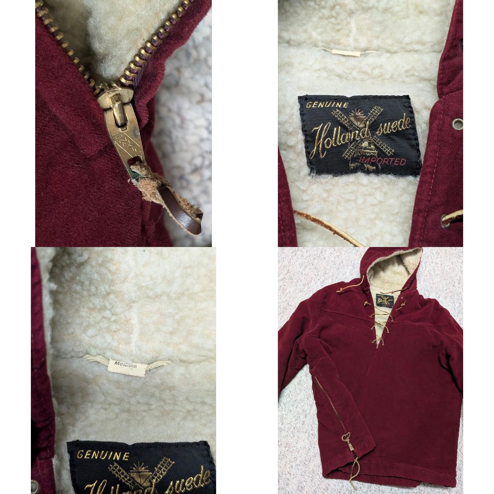 Velvet VINTAGE velvet smock jacket Shirt M Burgundy Mens 42 in Velour Hooded Tie Zip front 1950s 60s Westerm boho hippie Size US M / EU 48-50 / 2 - 8 Thumbnail