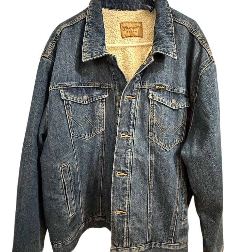 MEN'S WRANGLER RETRO® SHERPA LINED WESTERN DENIM JACKET 2XL