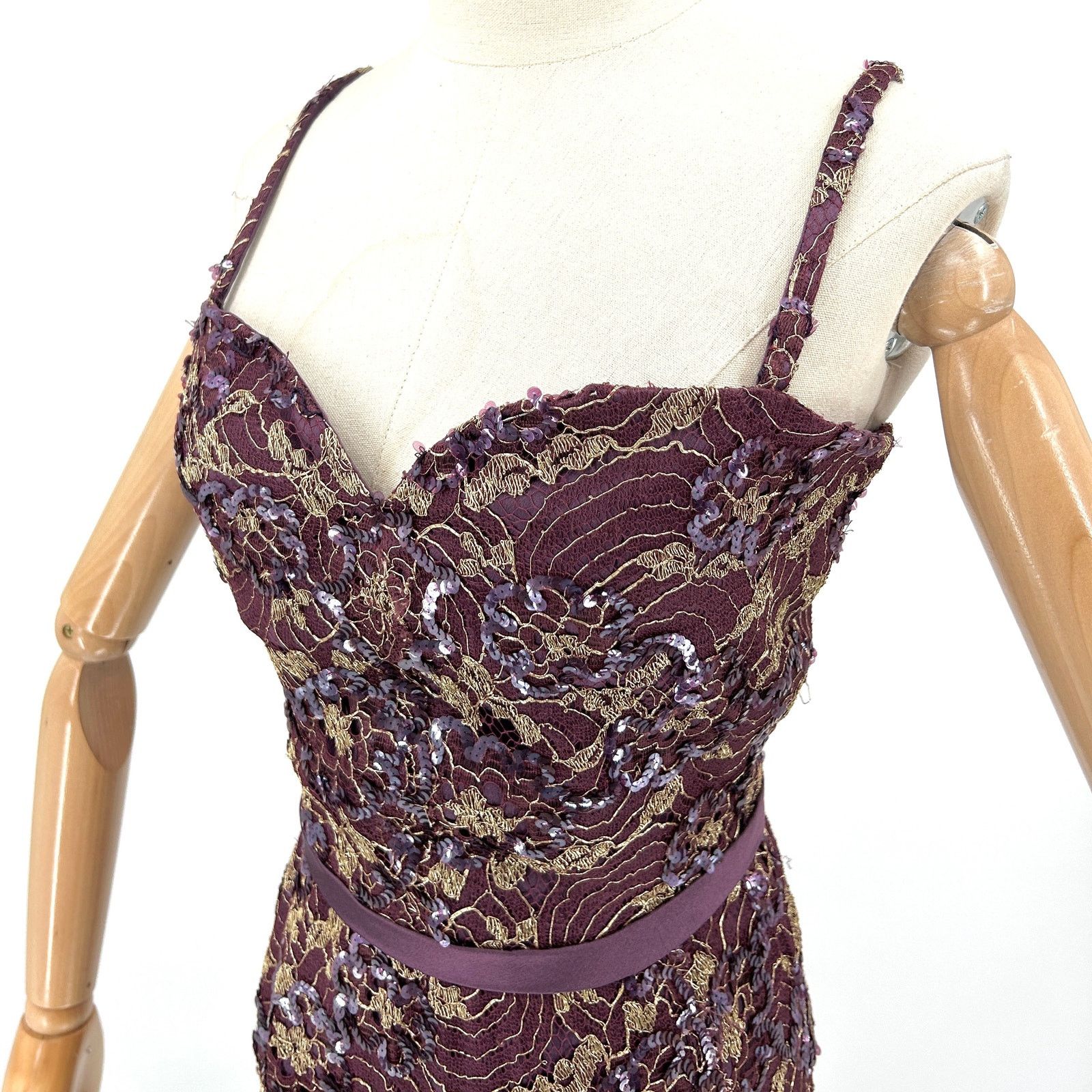 Vintage Vintage 90s Tosca New York Purple Gold Lace Silk Sequin Gown Size S / US 4 / IT 40 - 2 Thumbnail
