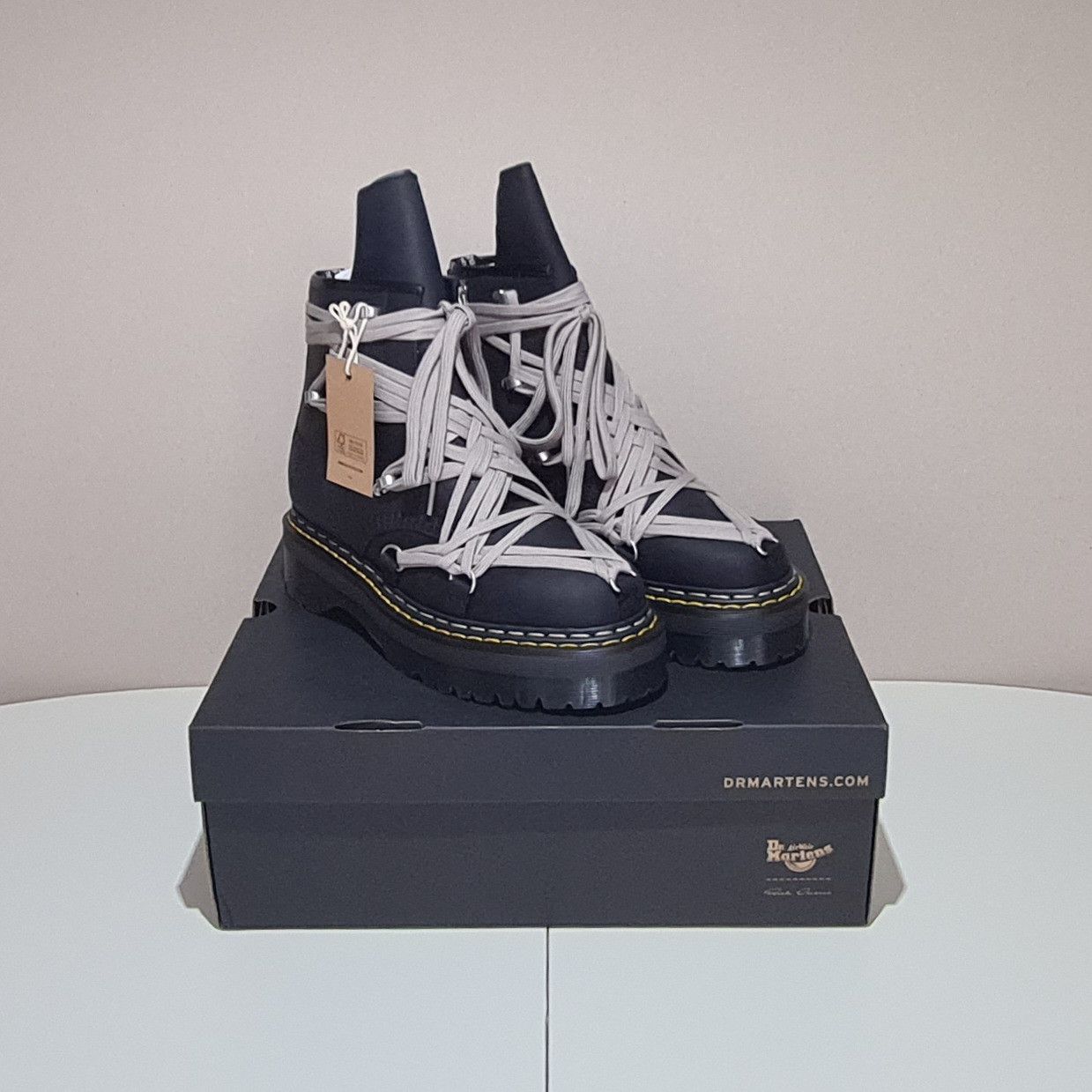 Dr. Martens × Rick Owens Rick Owens Dr. Martens 1460 Quad Sole Megalace Leather Boots Size US 9 / EU 42 - 2 Thumbnail