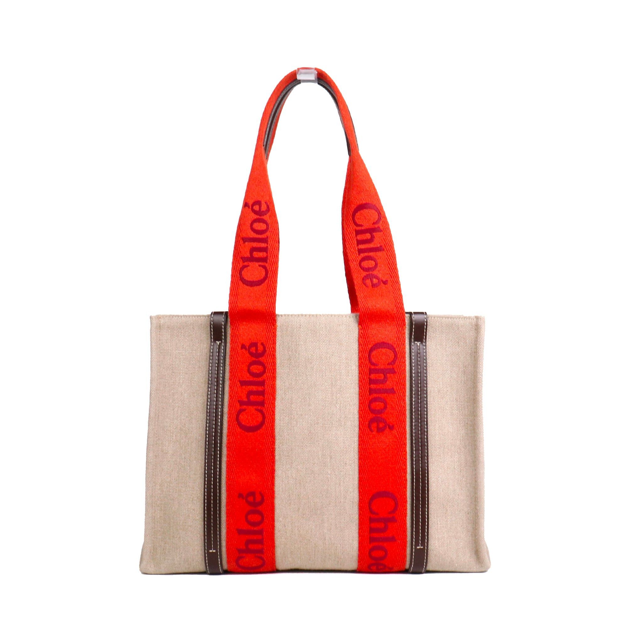 Chloe CHLOÉ - Woody Chloé shopping bag in beige and orange canvas Size ONE SIZE - 1 Thumbnail