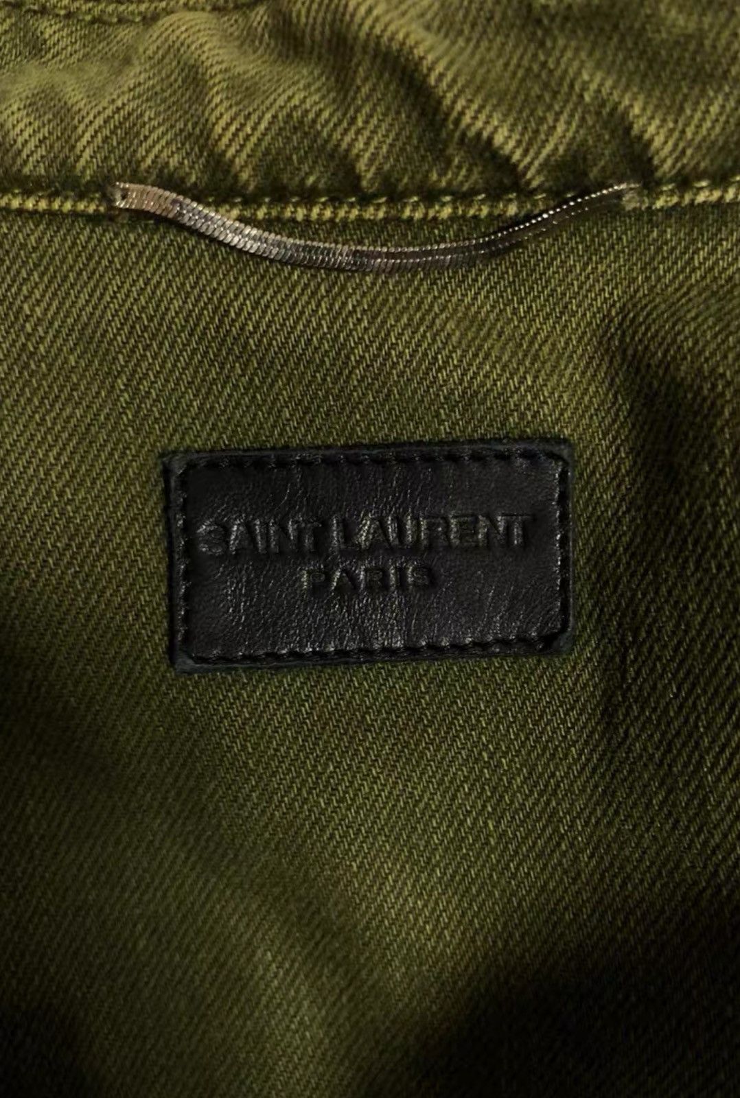 Saint Laurent Paris Saint Laurent Army Green Arm Badge Logo Denim Jacket Size US S / EU 44-46 / 1 - 5 Thumbnail