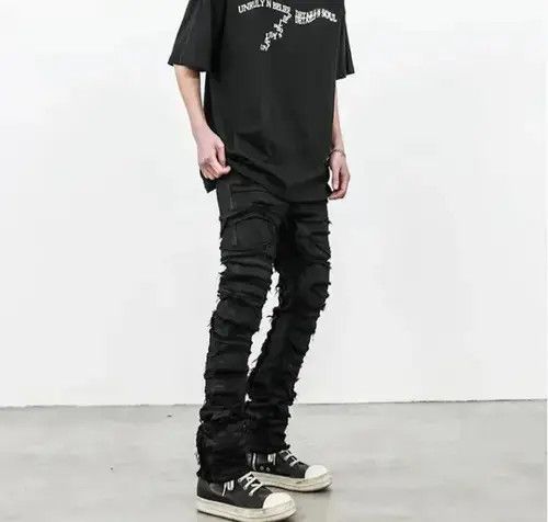 Jean Skinny Denim Jeans Heavy Destruction Ripped Size US 32 / EU 48 - 1 Thumbnail