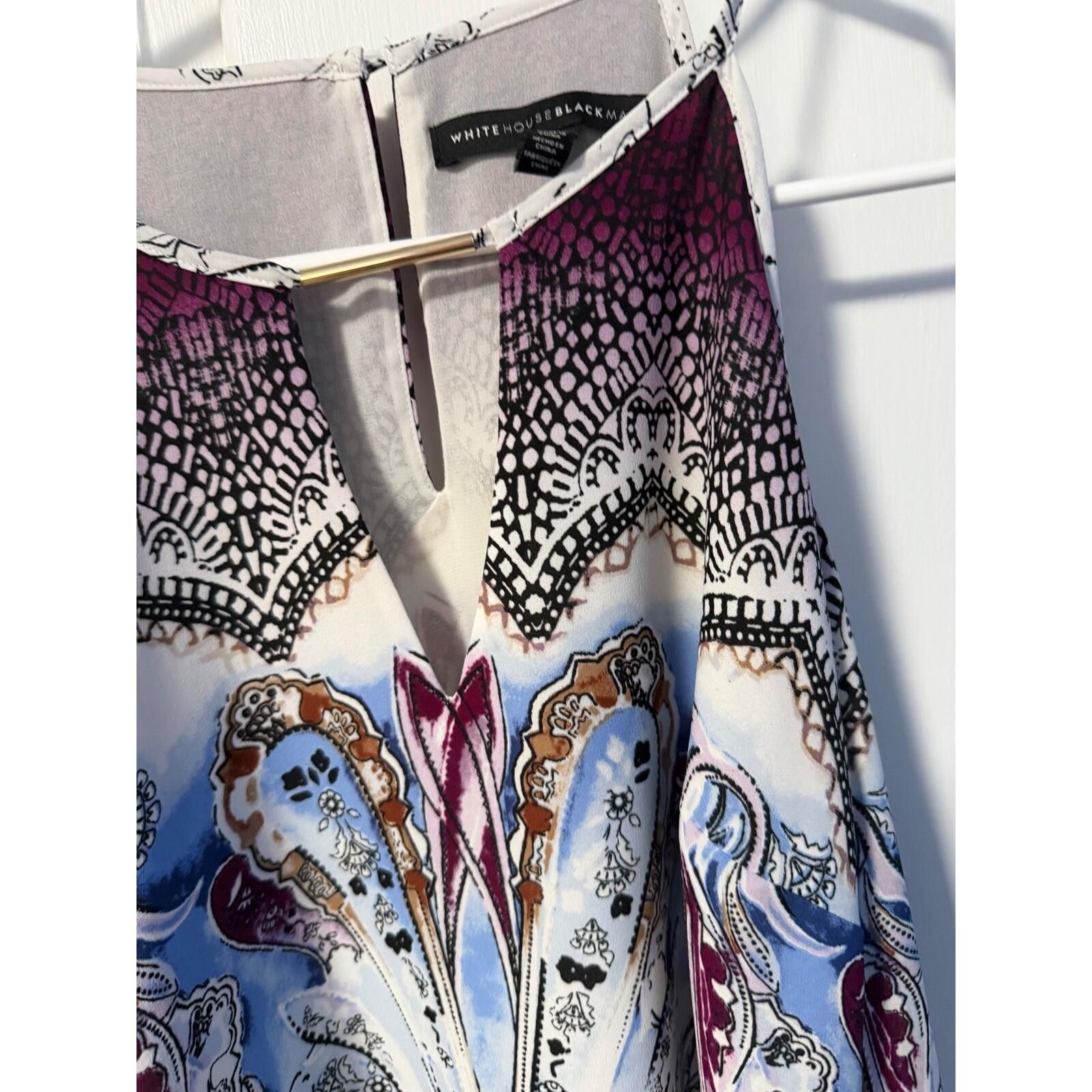 Other White House Black Market Cold Shoulder Top 4P Blue Paisley Size S / US 4 / IT 40 - 7 Thumbnail