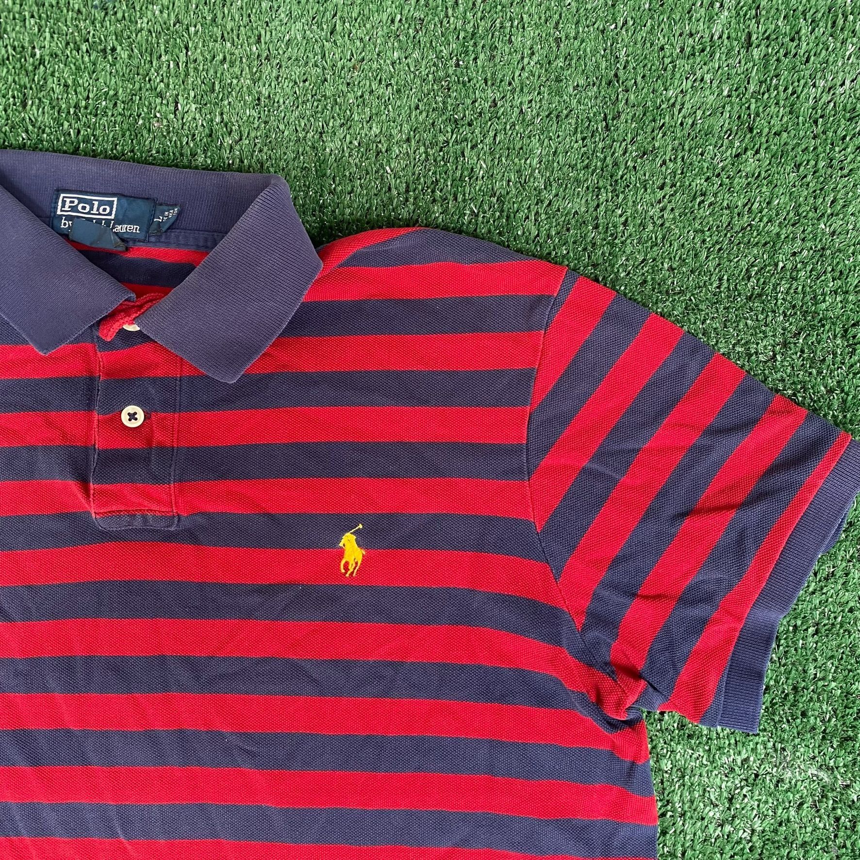 Polo Ralph Lauren Vintage Y2K Ralph Lauren Polo Shirt Striped Logo Retro Prepp Size US L / EU 52-54 / 3 - 2 Thumbnail
