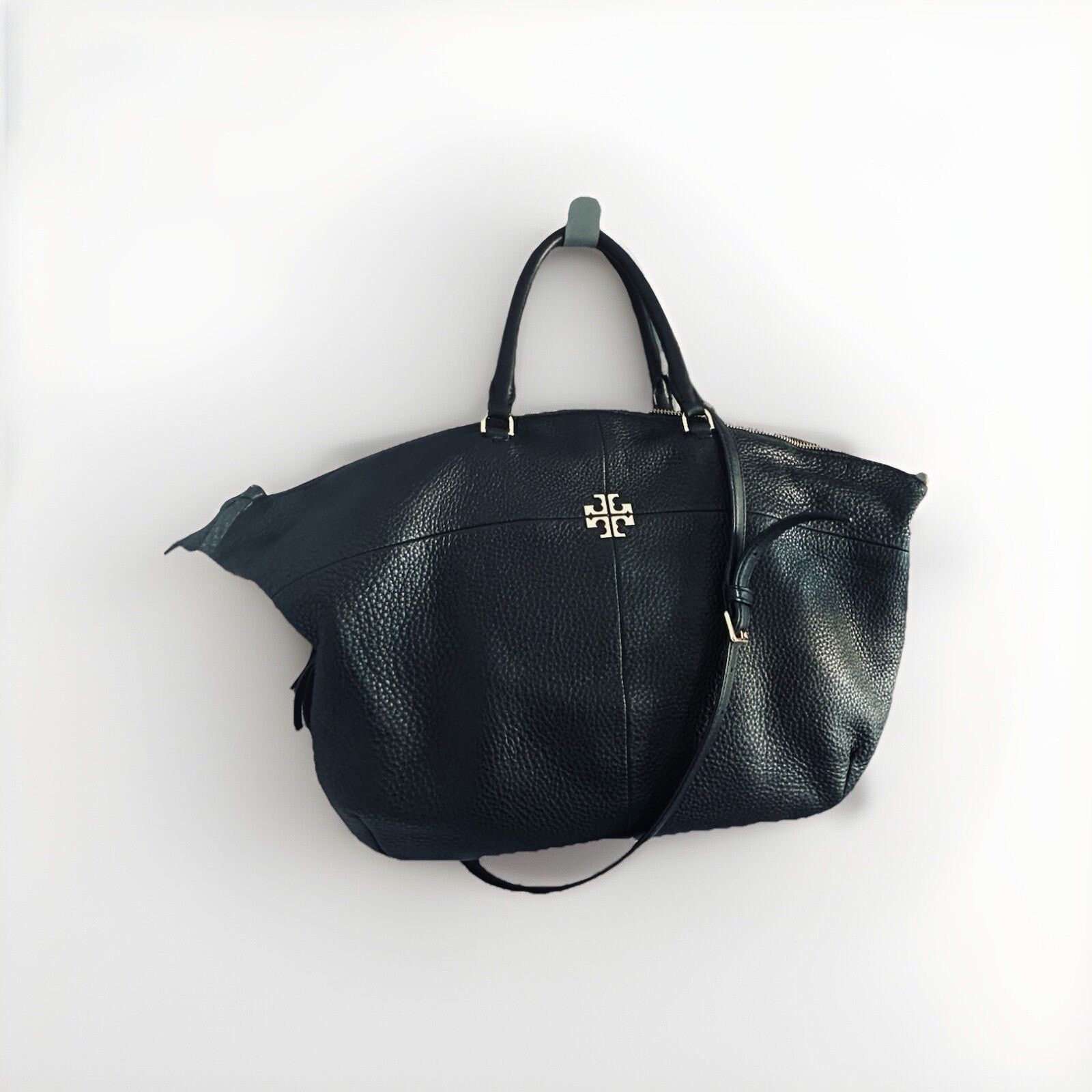 Tory Burch Tory Burch Ivy Slouchy Leather Satchel Large Black Handbag Size ONE SIZE - 6 Thumbnail