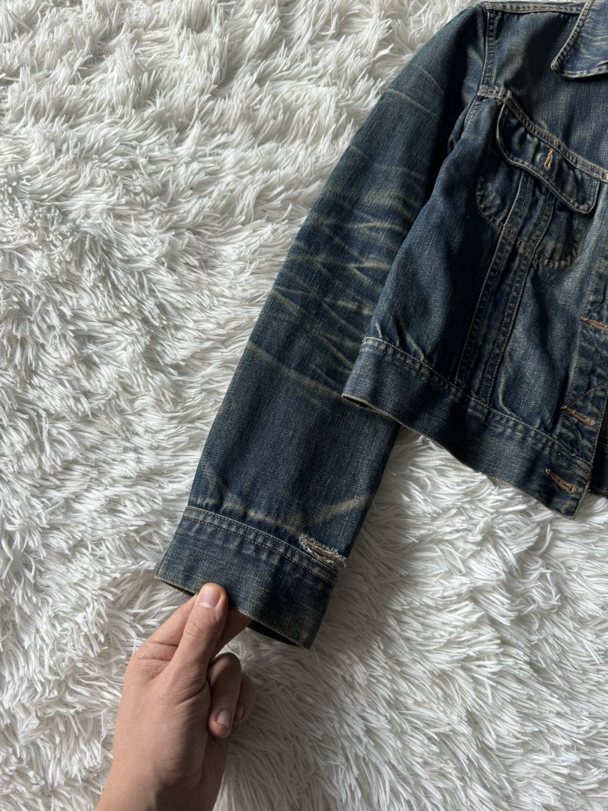 Hysteric Glamour Japanese Dyed Distressed Faded Washed Denim Trucker Jacket Size US M / EU 48-50 / 2 - 2 Thumbnail