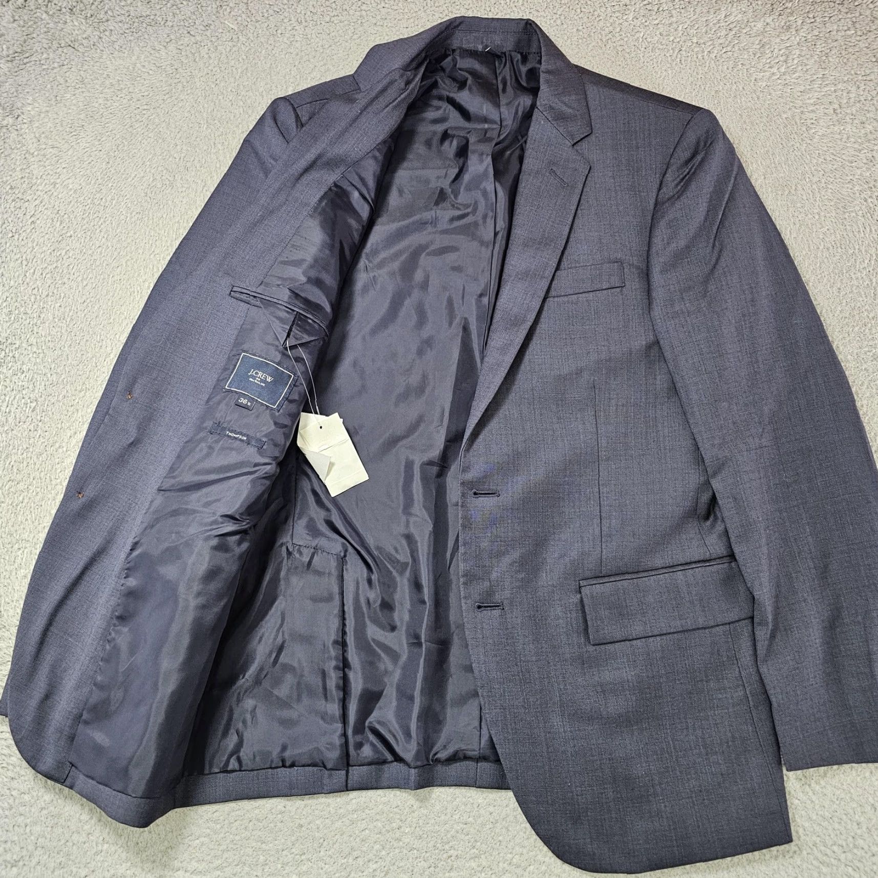 J.Crew J.Crew Thompson Suit Jacket Mens 36S Navy Wool Two Button Blazer Notch Lapel Size 36R - 2 Thumbnail