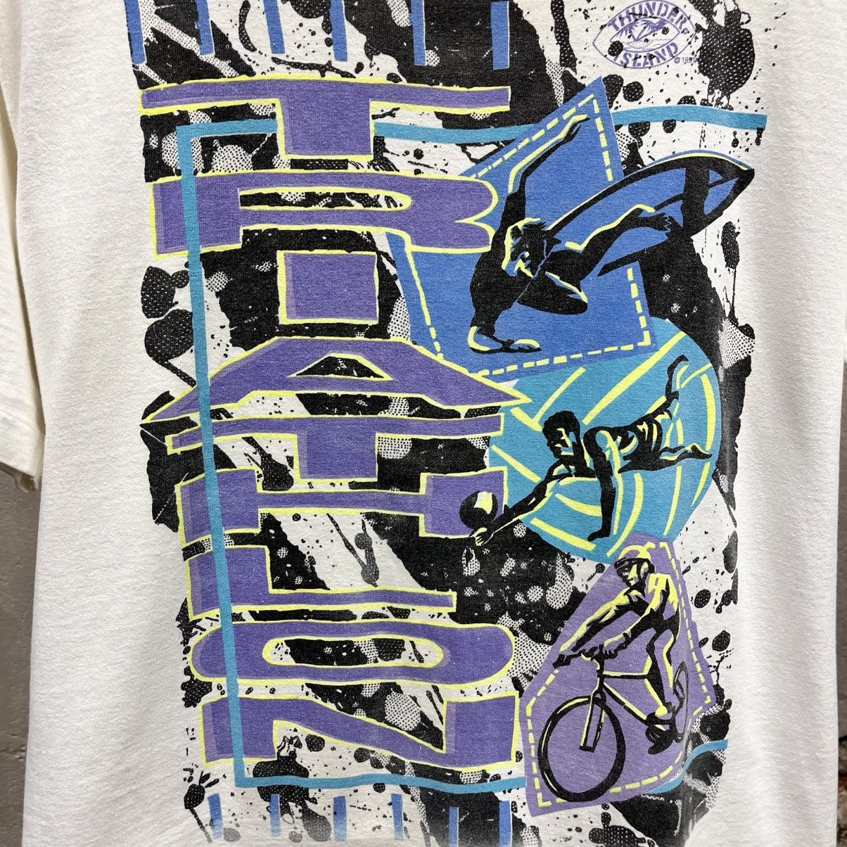Vintage Thunder Island Triathlon Early 90s Neon Single Stitch Tee Size US L / EU 52-54 / 3 - 2 Thumbnail