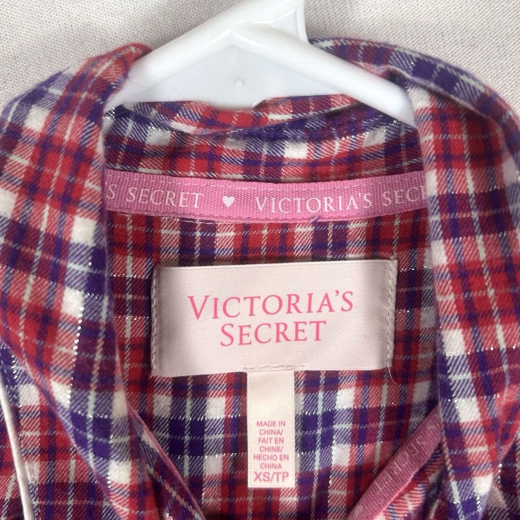 Victoria's Secret VINTAGE Victoria's Secret Pajama Top Womens XS Red Plaid Long Sleeve Sleepwear Size XS / US 0-2 / IT 36-38 - 3 Thumbnail