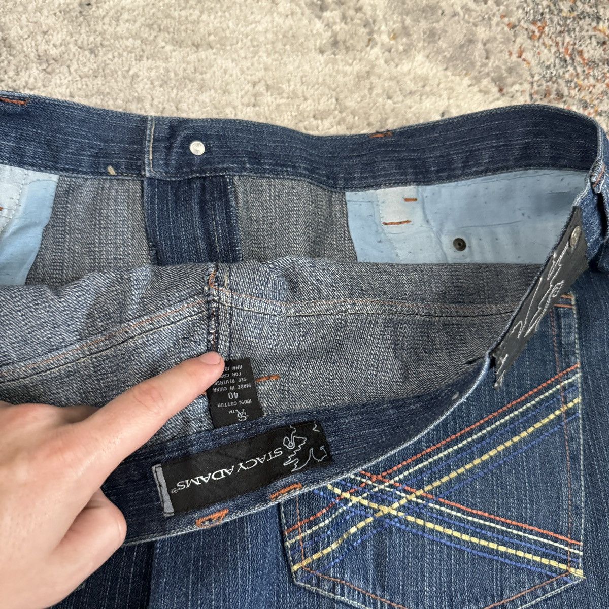 JNCO × Japanese Brand × Vintage Vintage Y2K Stacy Adam’s baggy wide leg embroidered jeans Size US 40 / EU 56 - 4 Thumbnail
