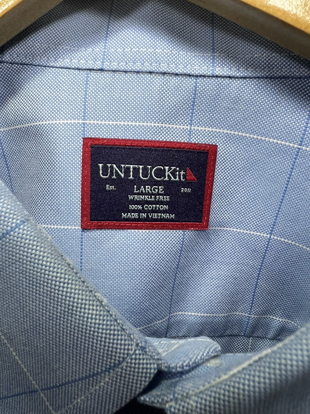 UNTUCKit UNTUCKit Blakeslee Wrinkle Free Men's Large Blue Plaid Size US L / EU 52-54 / 3 - 3 Thumbnail