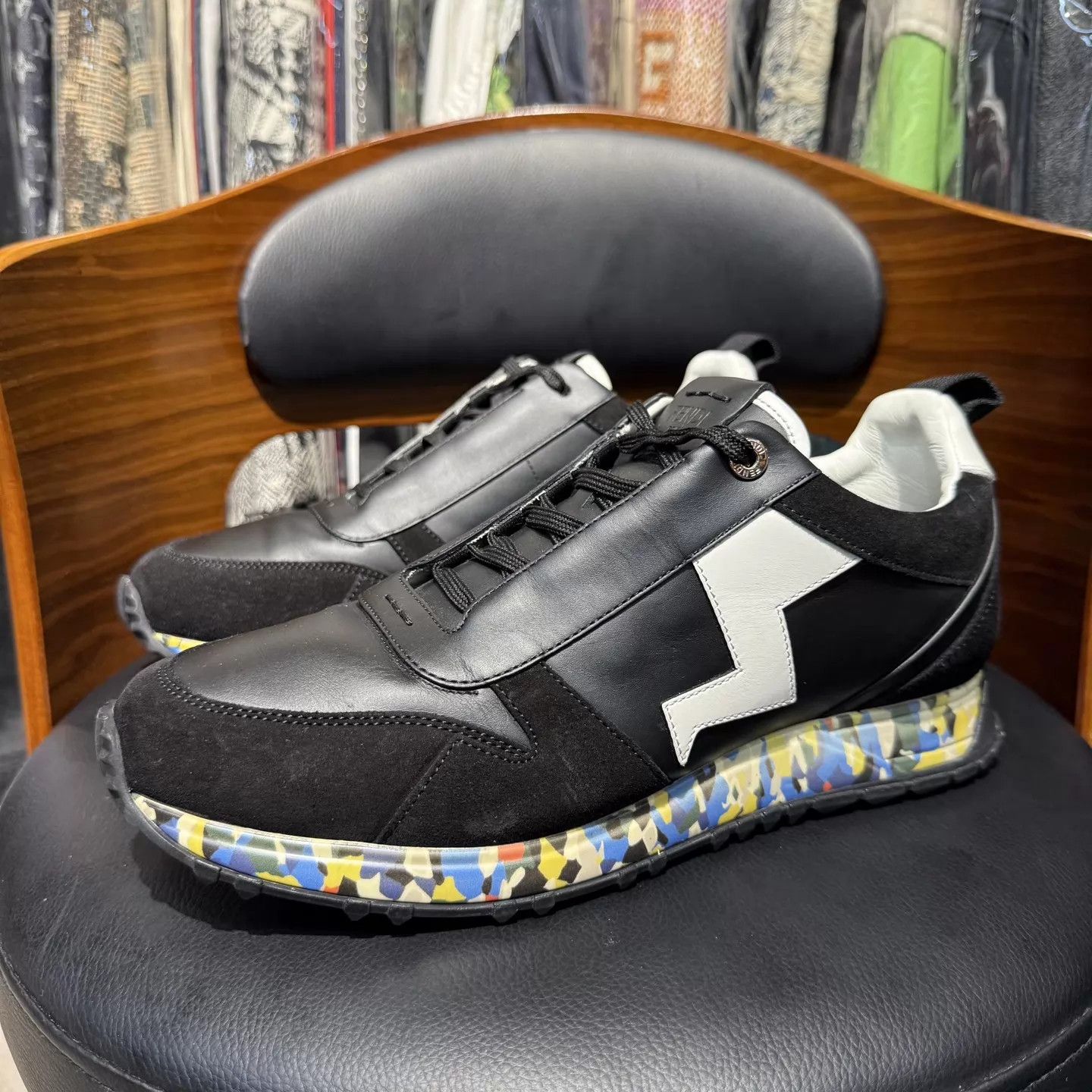Fendi Fendi FF Logo Leather Panelled Sneakers Black 99 New 7/41 Size US 8 / EU 41 - 1 Thumbnail