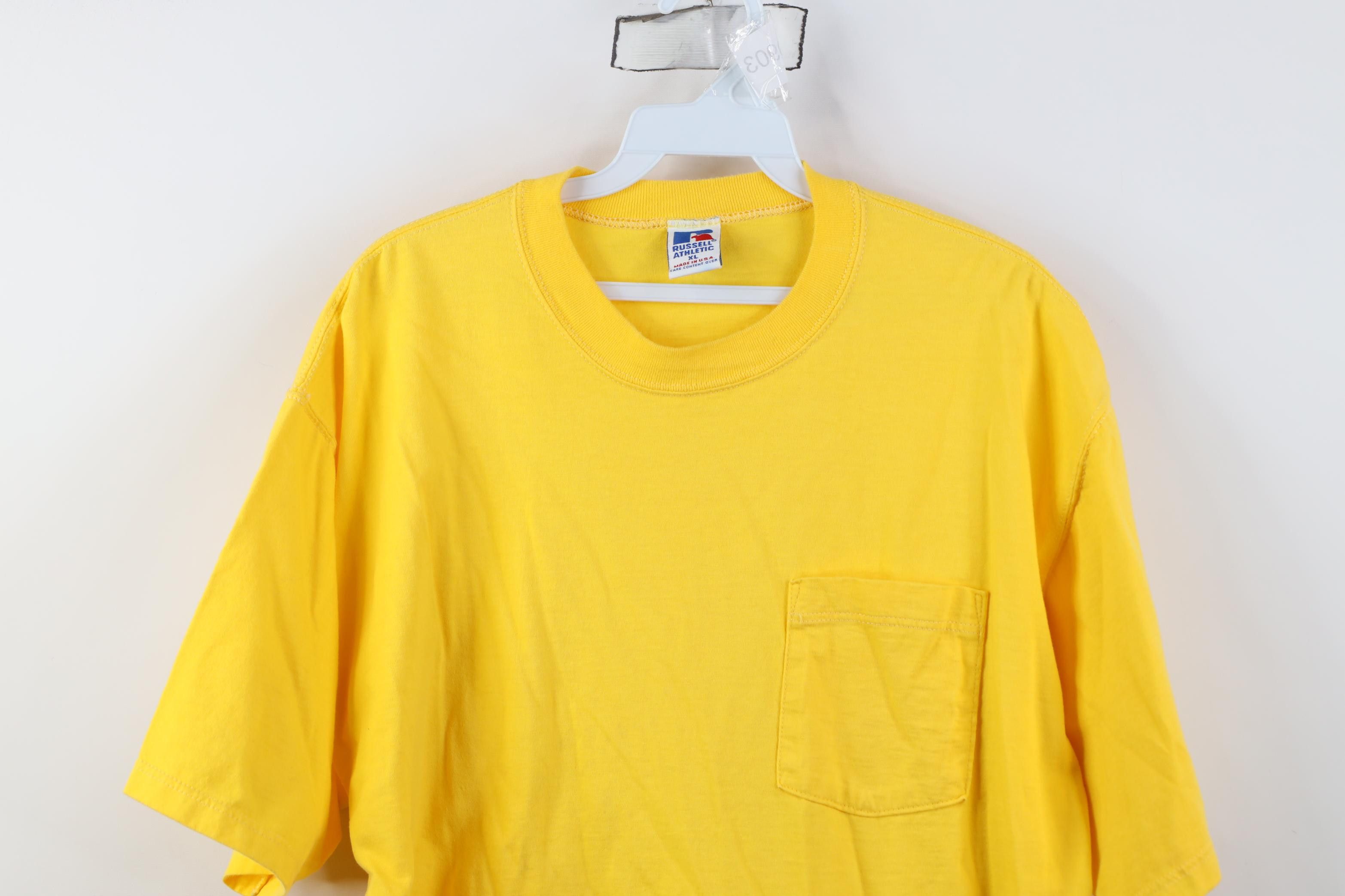 Russell Athletic Vintage 90s Russell Athletic Blank Cotton Pocket T-Shirt USA Size US XL / EU 56 / 4 - 2 Thumbnail