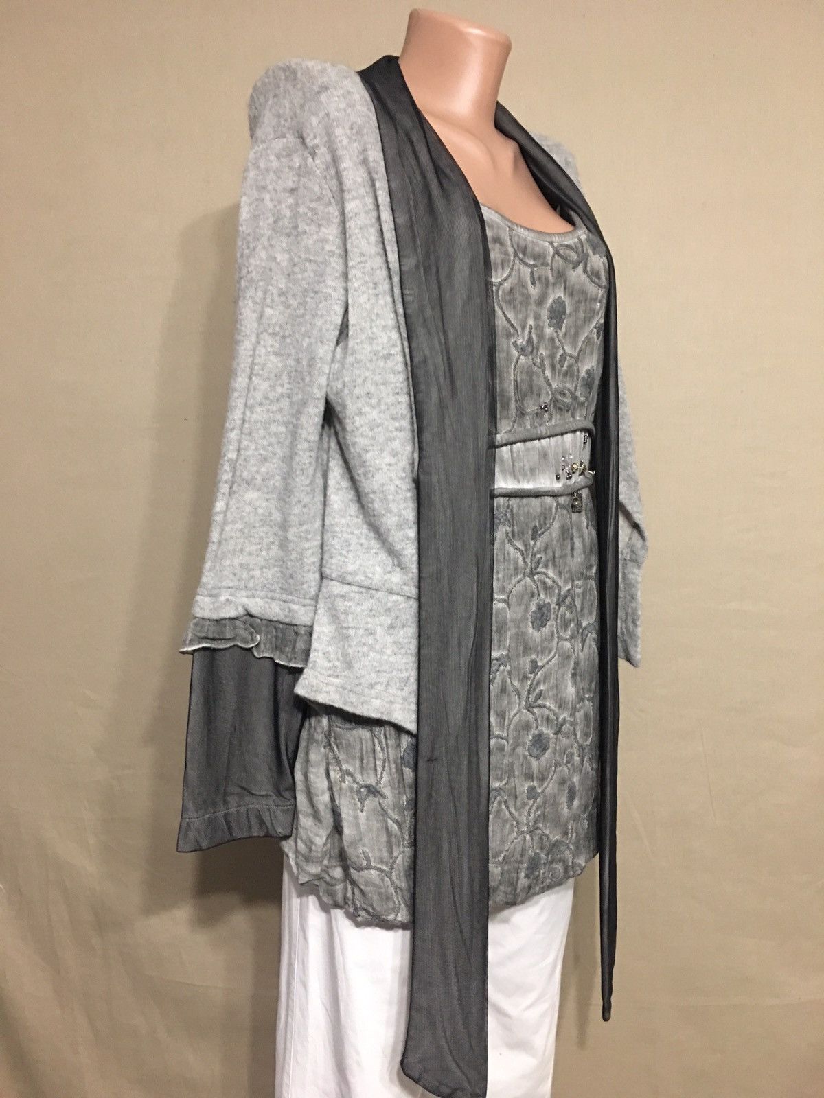 Elisa Cavaletti Elisa Cavaletti Deisgner Grey Long Tunic Blouse Size L Size L / US 10 / IT 46 - 4 Thumbnail