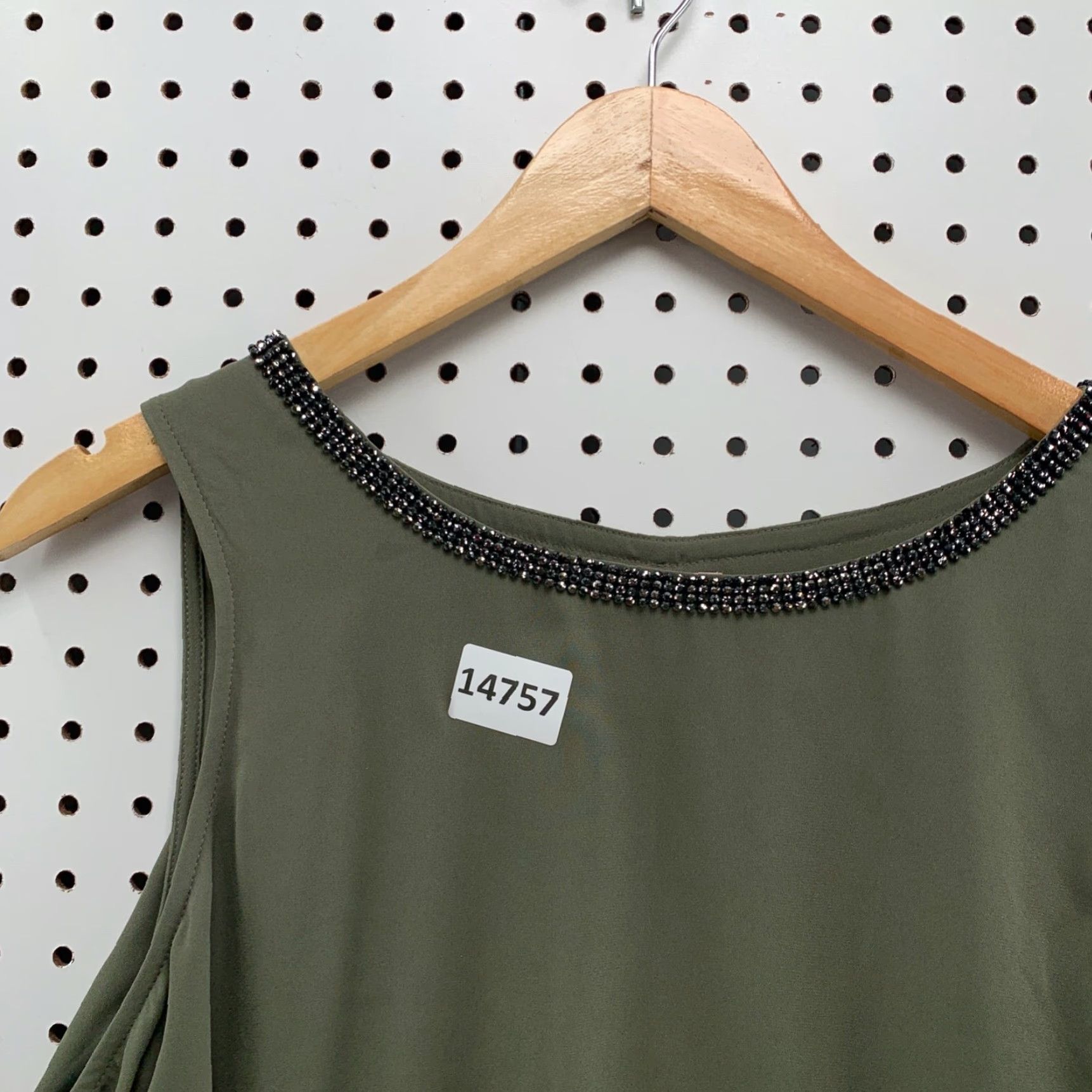 Juicy Couture Juicy Couture Womens Top Sleeveless Large Olive Green Layered Ruffle Embellished Size L / US 10 / IT 46 - 5 Thumbnail