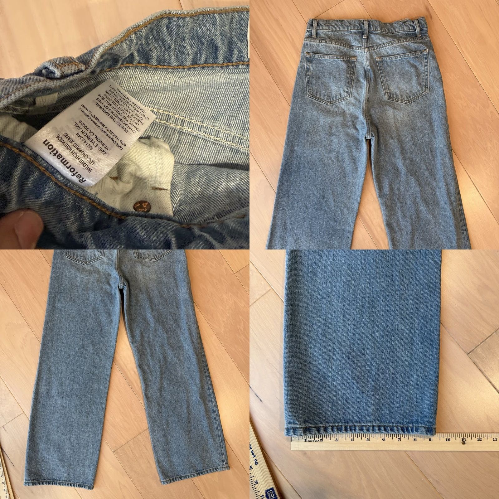 Reformation Reformation Wilder High Rise Wide Leg Cropped Jeans Women's 28 Blue Medium Wash Wide Leg Jeans Women's 28 Blue Medium Wash Size 28" / US 6 / IT 42 - 8 Thumbnail