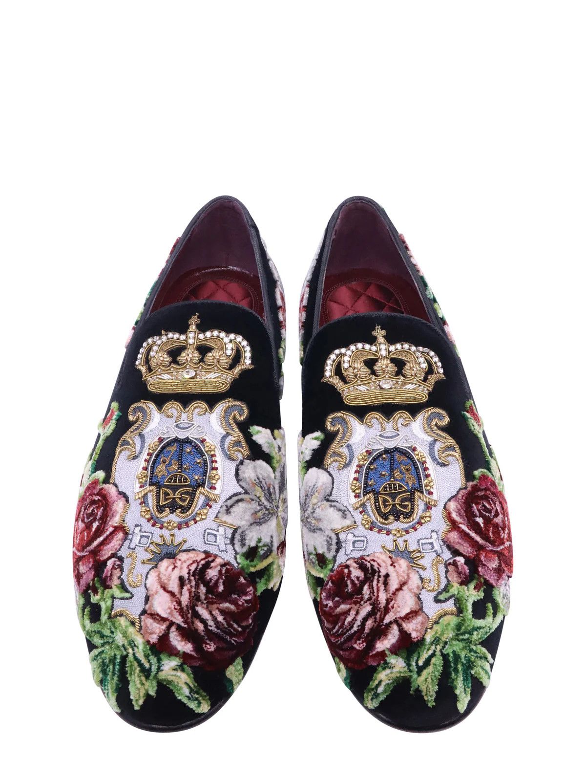 Dolce & Gabbana o1y0125 Velvet Embellished Loafers in Black Size US 7 / EU 40 - 3 Thumbnail