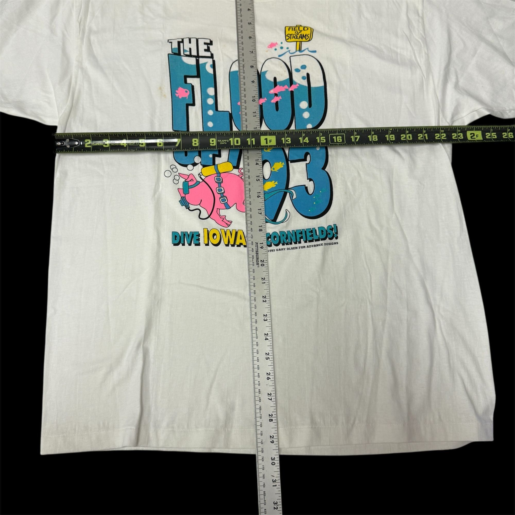 Hanes Field of Streams FLOOD of '93 PIG DIVING Iowa Cornfields Size US XL / EU 56 / 4 - 7 Thumbnail