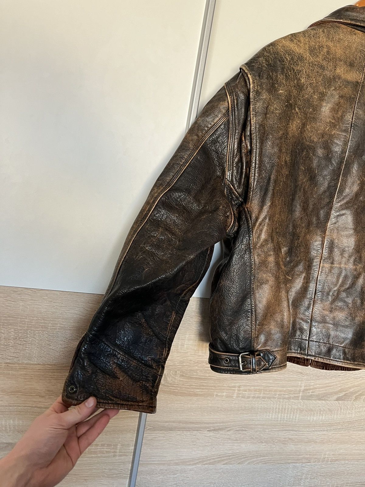 Guess × Vintage Vintage 90’s Guess Heavy Distressed Leather Jacket Designer Size US XL / EU 56 / 4 - 11 Thumbnail