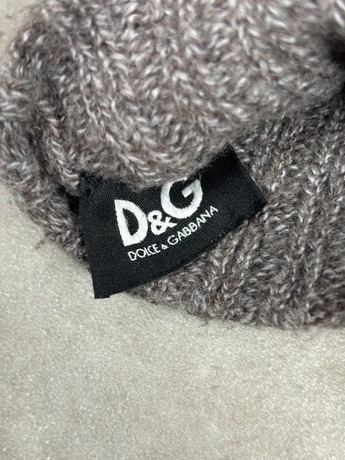 Dolce & Gabbana AW2006 Dolce & Gabbana Black Leather & Grey Wool Gloves Size ONE SIZE - 9 Thumbnail