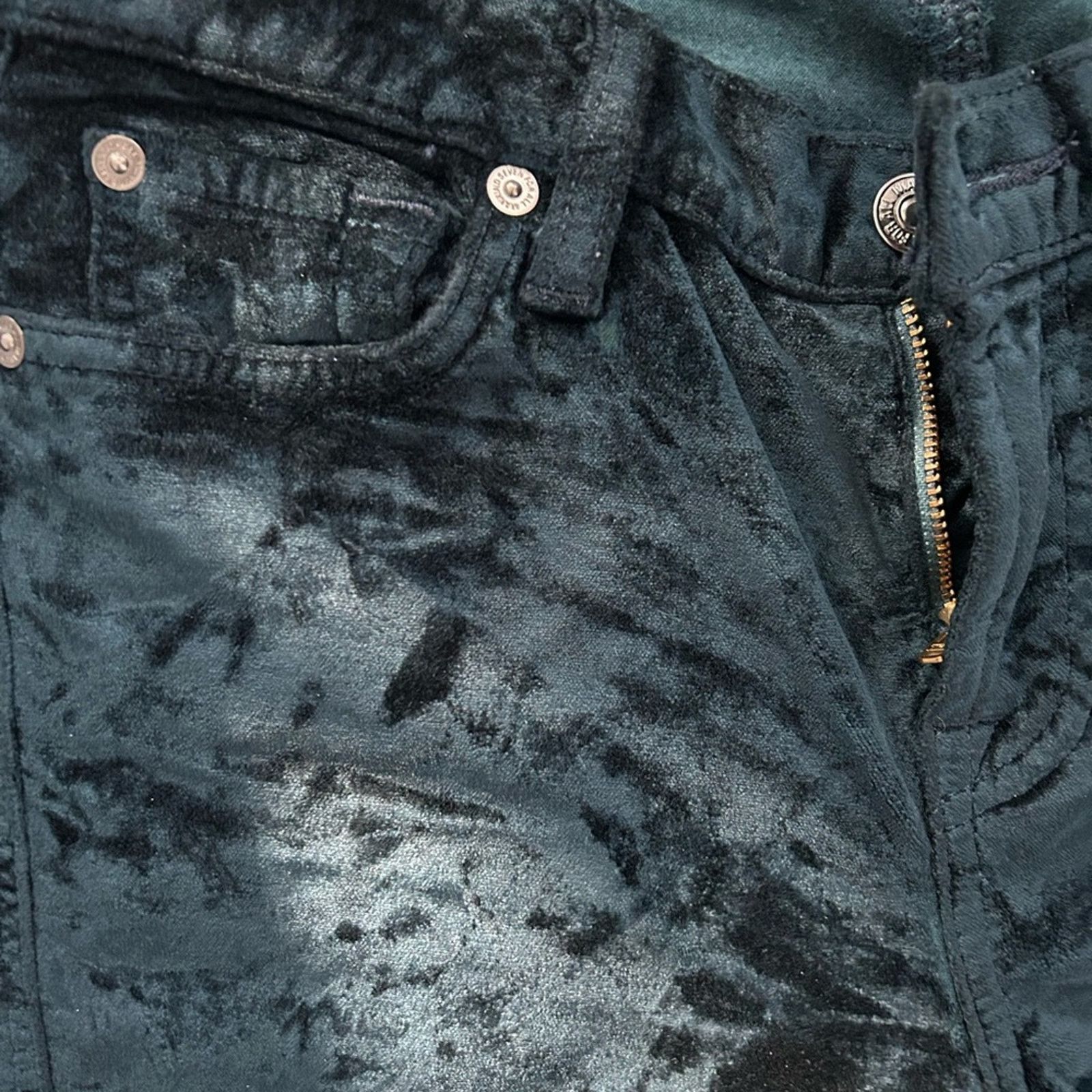 7 For All Mankind 7 For Mankind Emerald green Crushed Velvet Skinny Jeans 26 Size 26" / US 2 / IT 38 - 6 Thumbnail