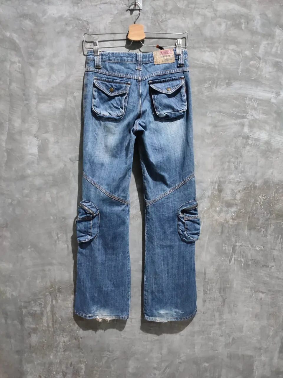 Japanese Brand Meladini Multipocket 3D Pocket Cargo Denim Flared Pants Size US 28 / EU 44 - 4 Thumbnail