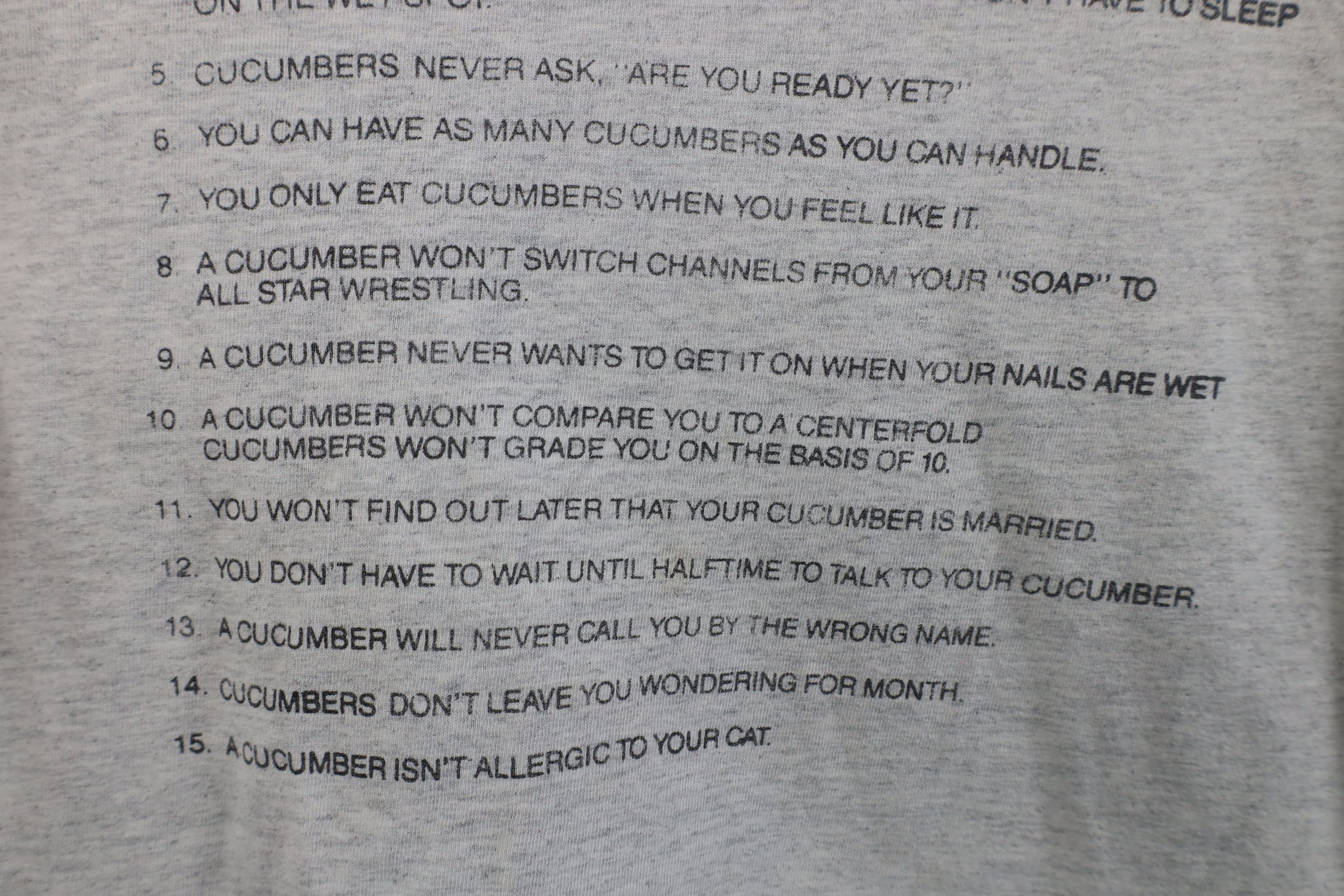 Vintage Vintage 90s Reasons Cucumbers Better Than A Man T-Shirt Gray Size XL / US 12-14 / IT 48-50 - 6 Thumbnail