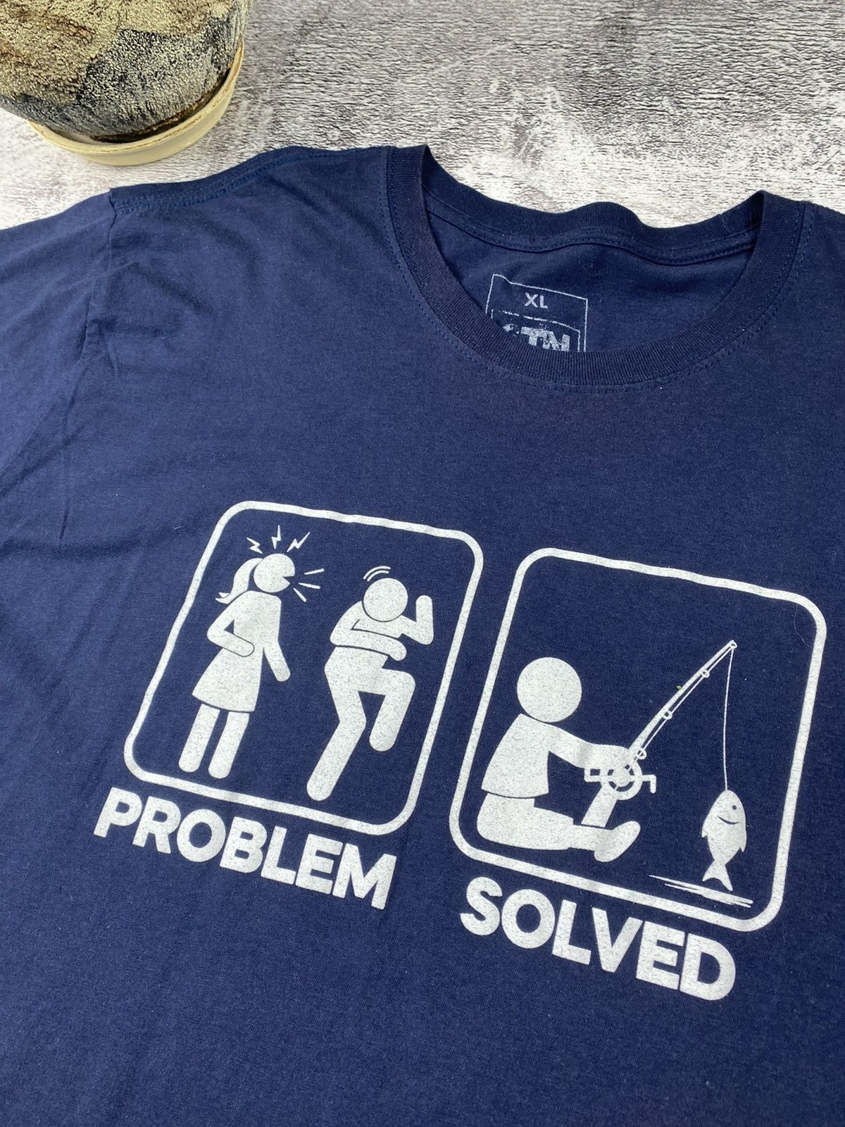 Vintage Humor Problem / Solved Women / Fishing Mem Rare T Shirt Size US XL / EU 56 / 4 - 3 Thumbnail