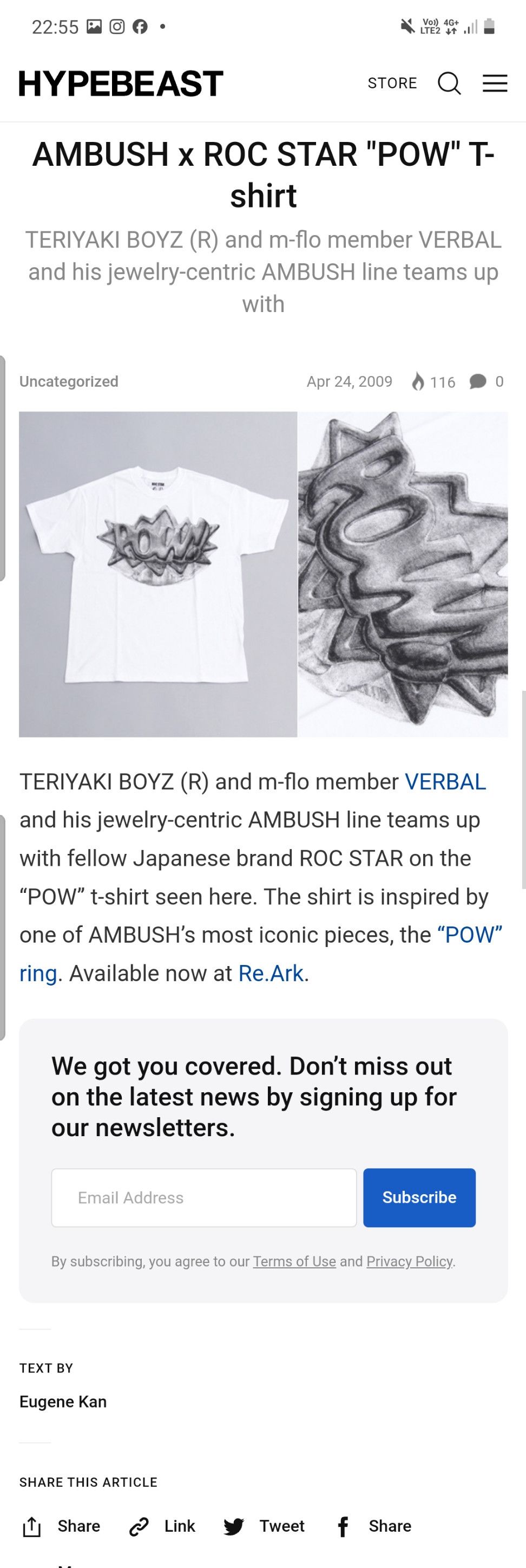 Ambush Design Final Drop! 2009 Ambush X Roc Star Teriyaki Boyz M-Flo "Pow" Size US XL / EU 56 / 4 - 6 Thumbnail