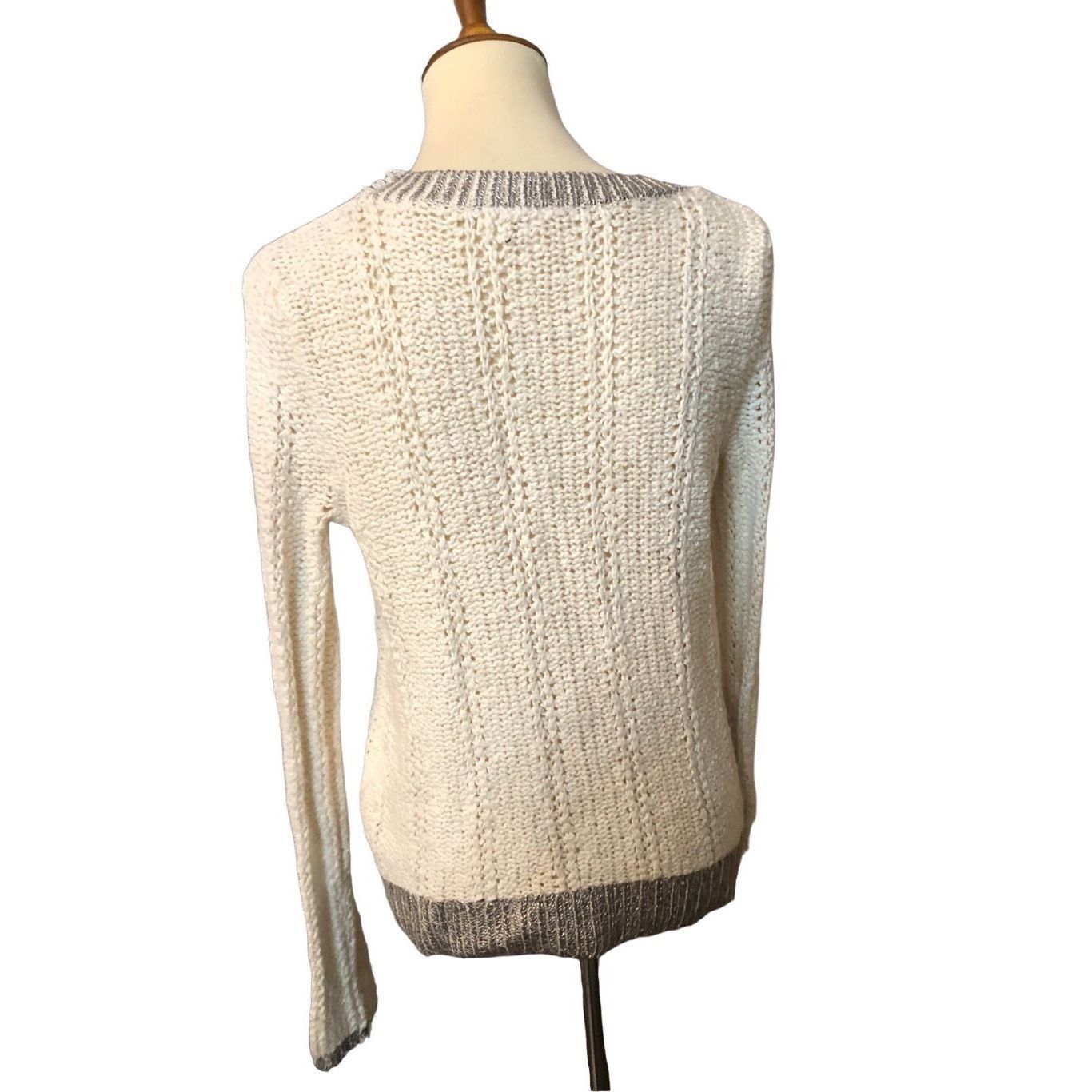 Anthropologie Moth Cream Silver Knit wool blend Sweater size S Size S / US 4 / IT 40 - 8 Thumbnail