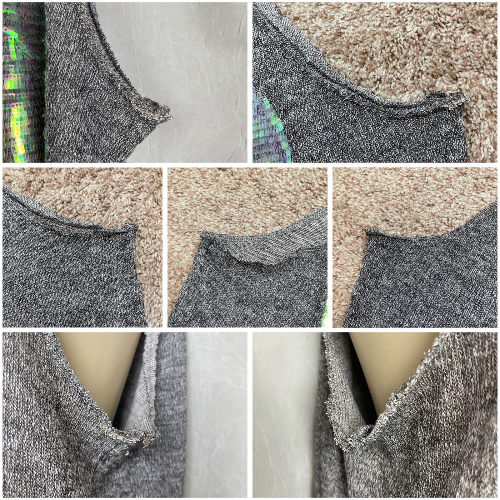 Pink Victoria’s Secret PINK Gray Slouchy Sheer Tank Top Sequins Size M / US 6-8 / IT 42-44 - 24 Thumbnail