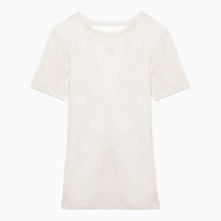 Loewe o1d2blof0824 Silk Blend Knot T-Shirt in White Size XS / US 0-2 / IT 36-38 - 1 Thumbnail